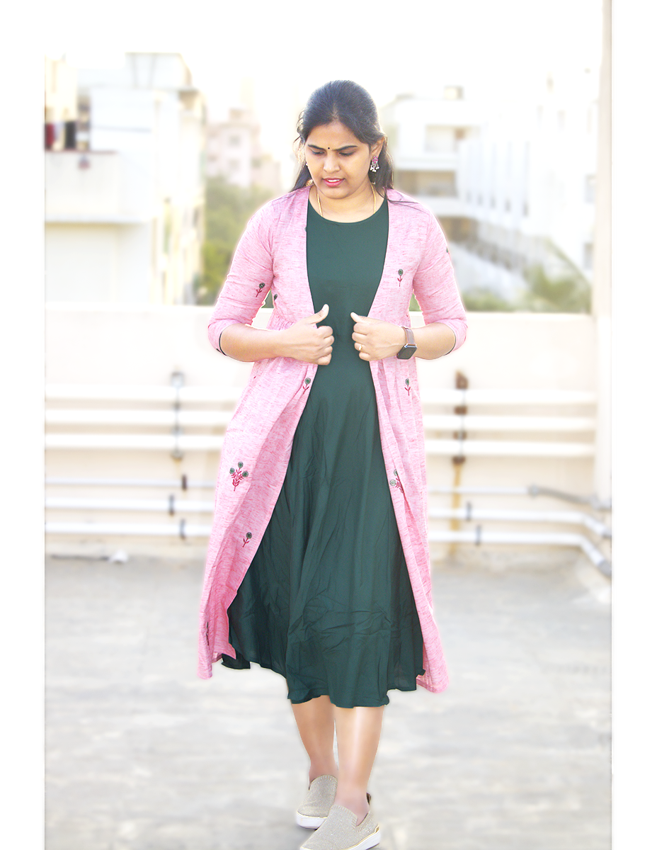 Pink Lurex jacket with embroidery - Two piece dress