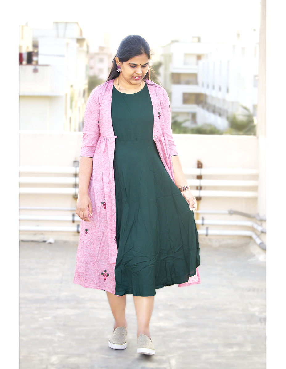 Pink Lurex jacket with embroidery - Two piece dress