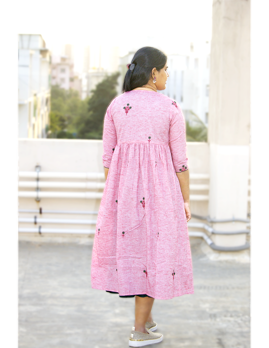Pink Lurex jacket with embroidery - Two piece dress
