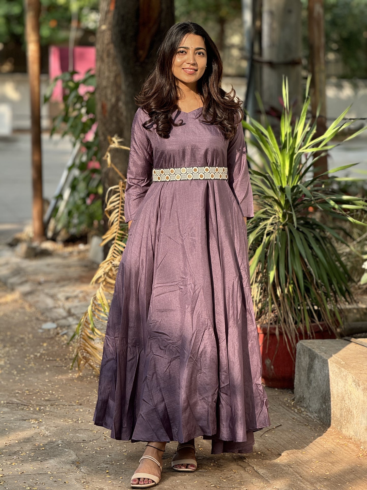 Medha - Designer fit and flare gown - Dark Purple