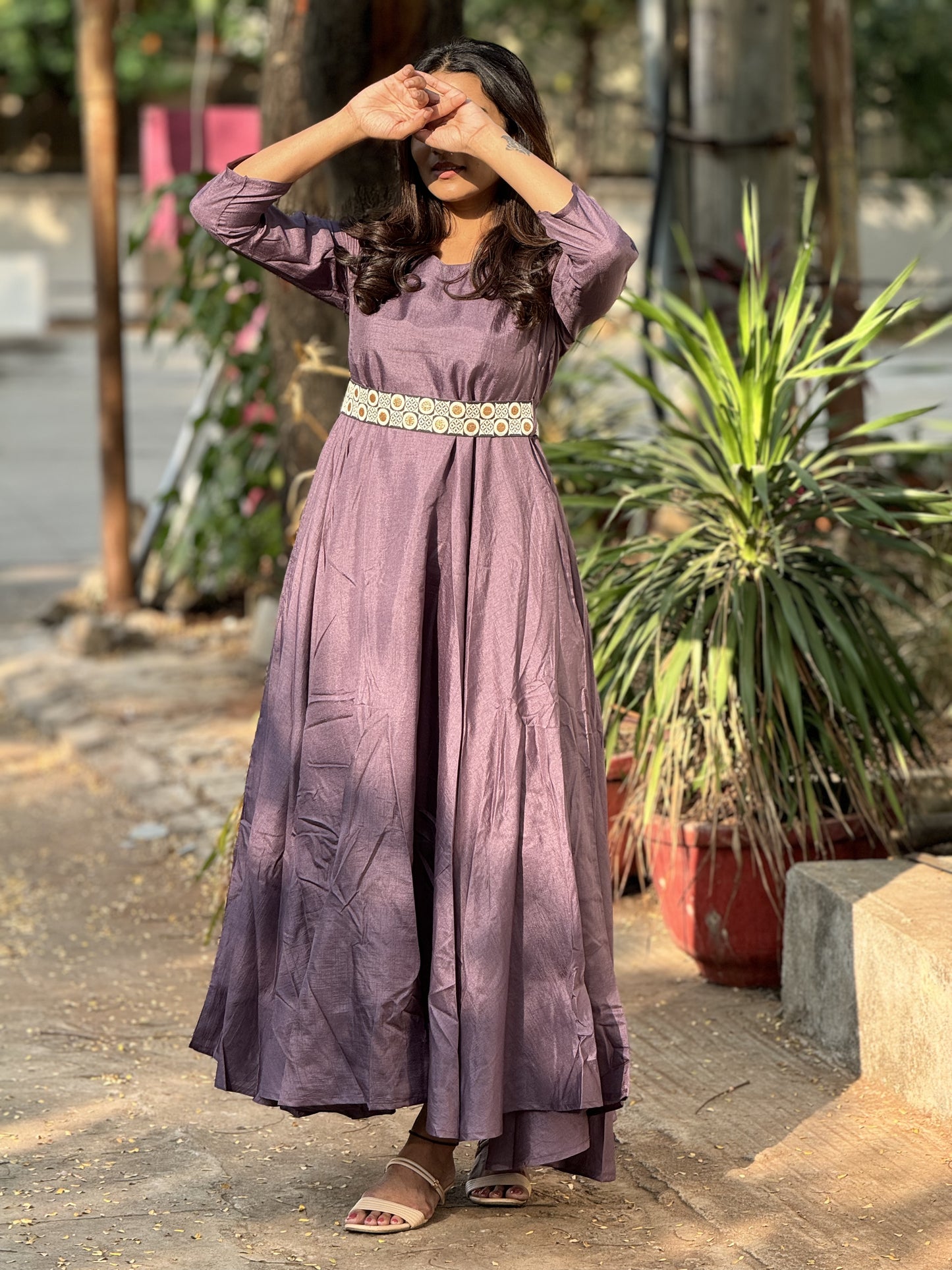 Medha - Designer fit and flare gown - Dark Purple