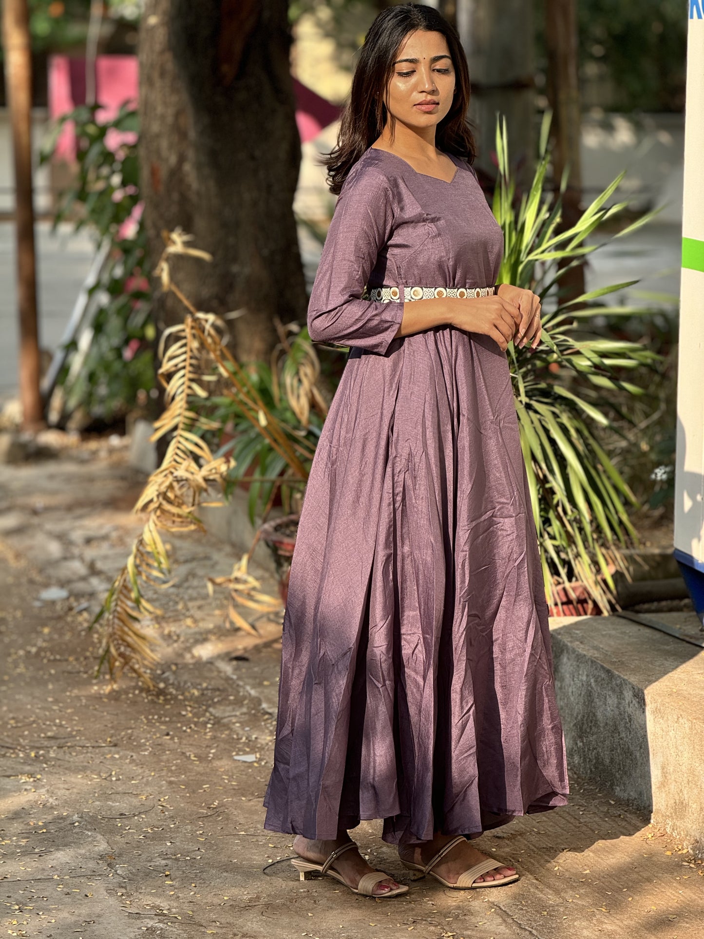 Medha - Designer fit and flare gown - Dark Purple