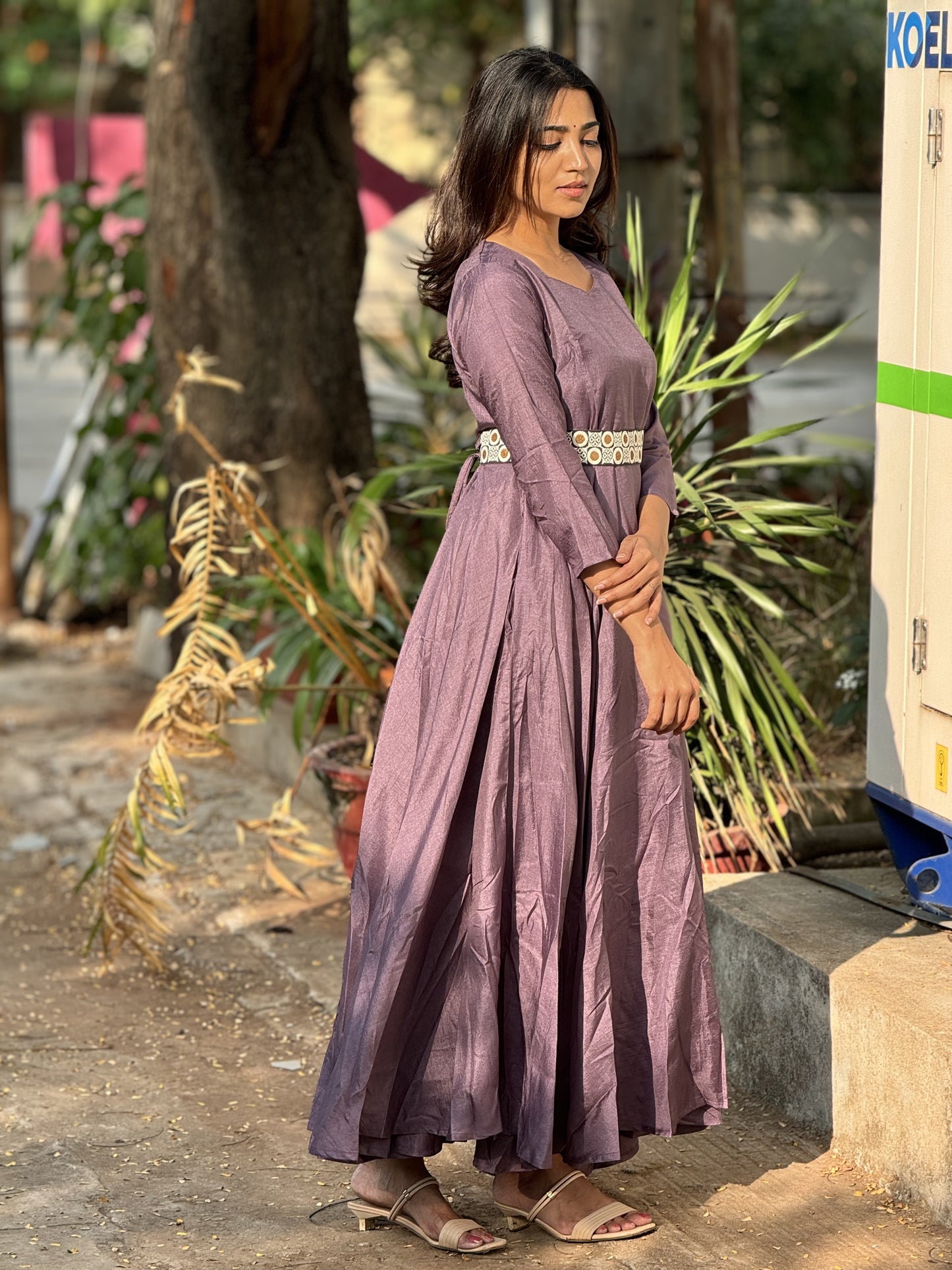 Medha - Designer fit and flare gown - Dark Purple