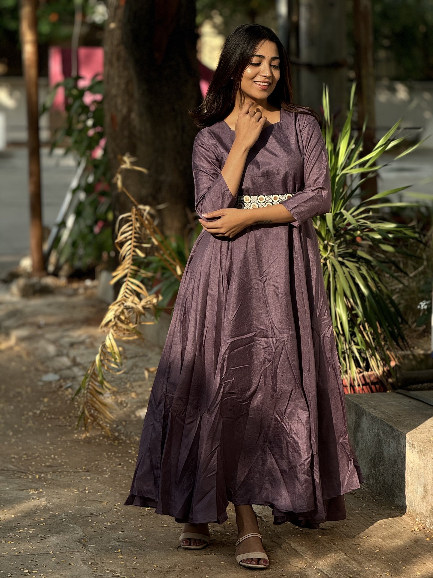 Medha - Designer fit and flare gown - Dark Purple