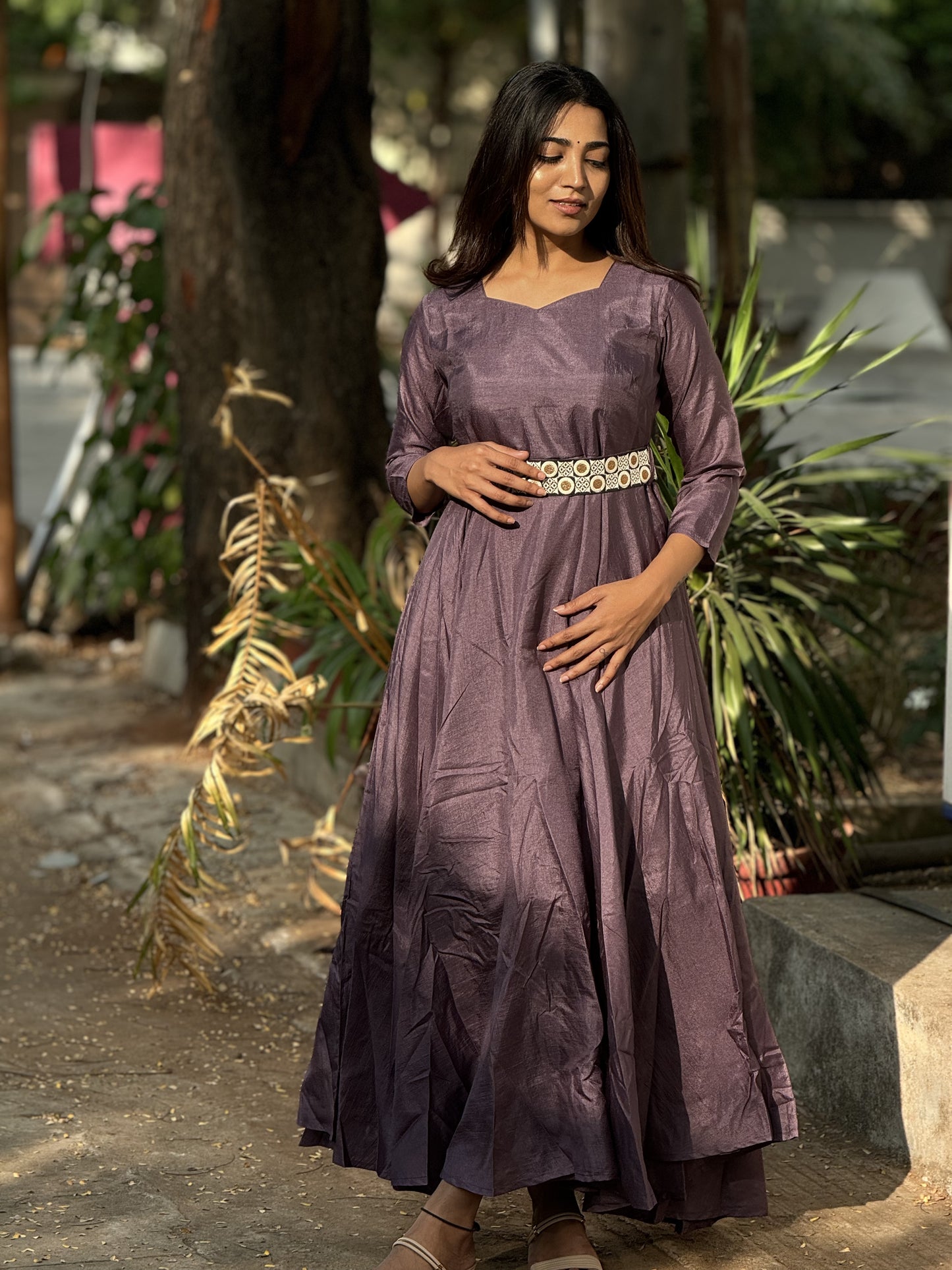 Medha - Designer fit and flare gown - Dark Purple