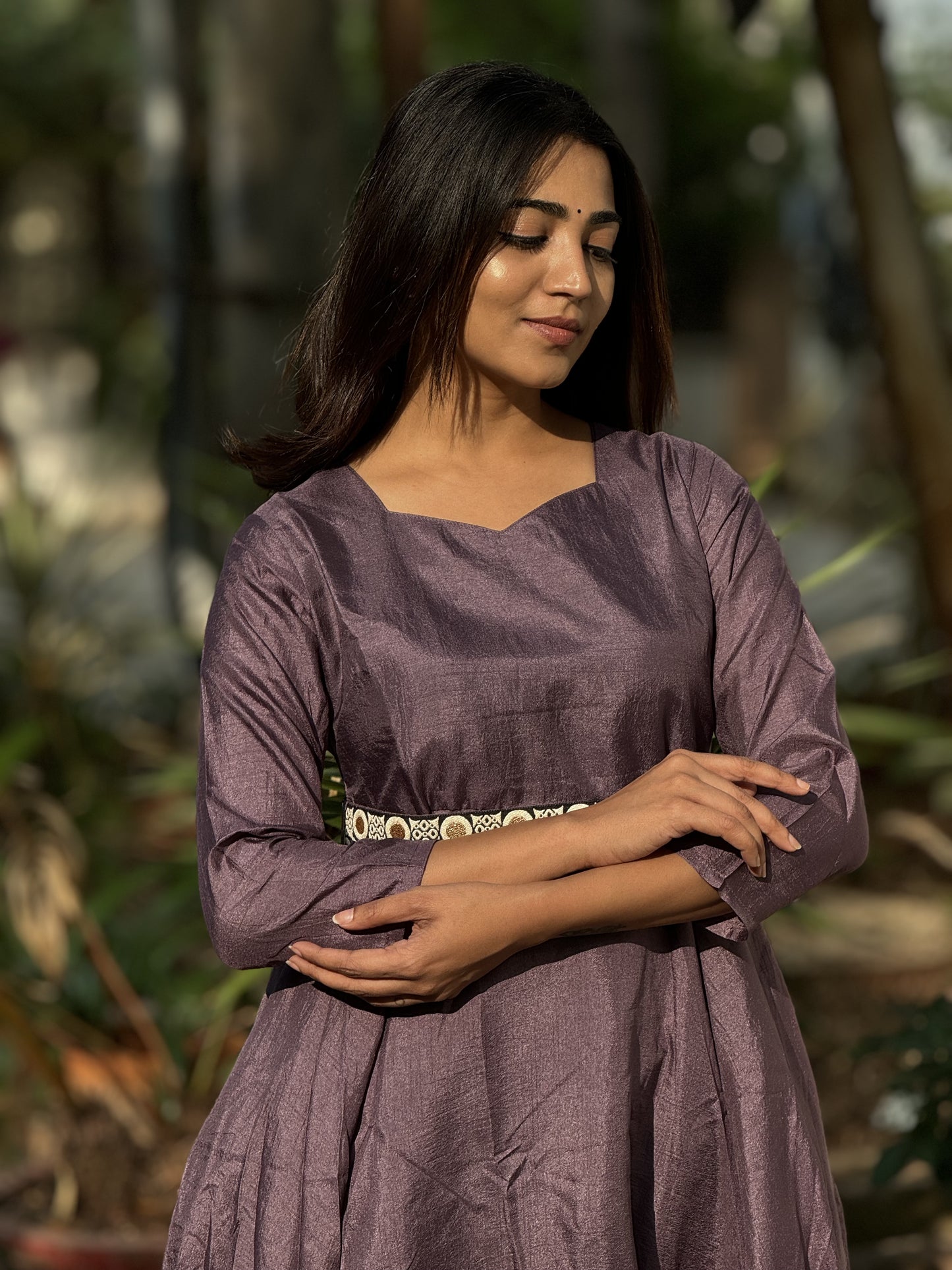Medha - Designer fit and flare gown - Dark Purple
