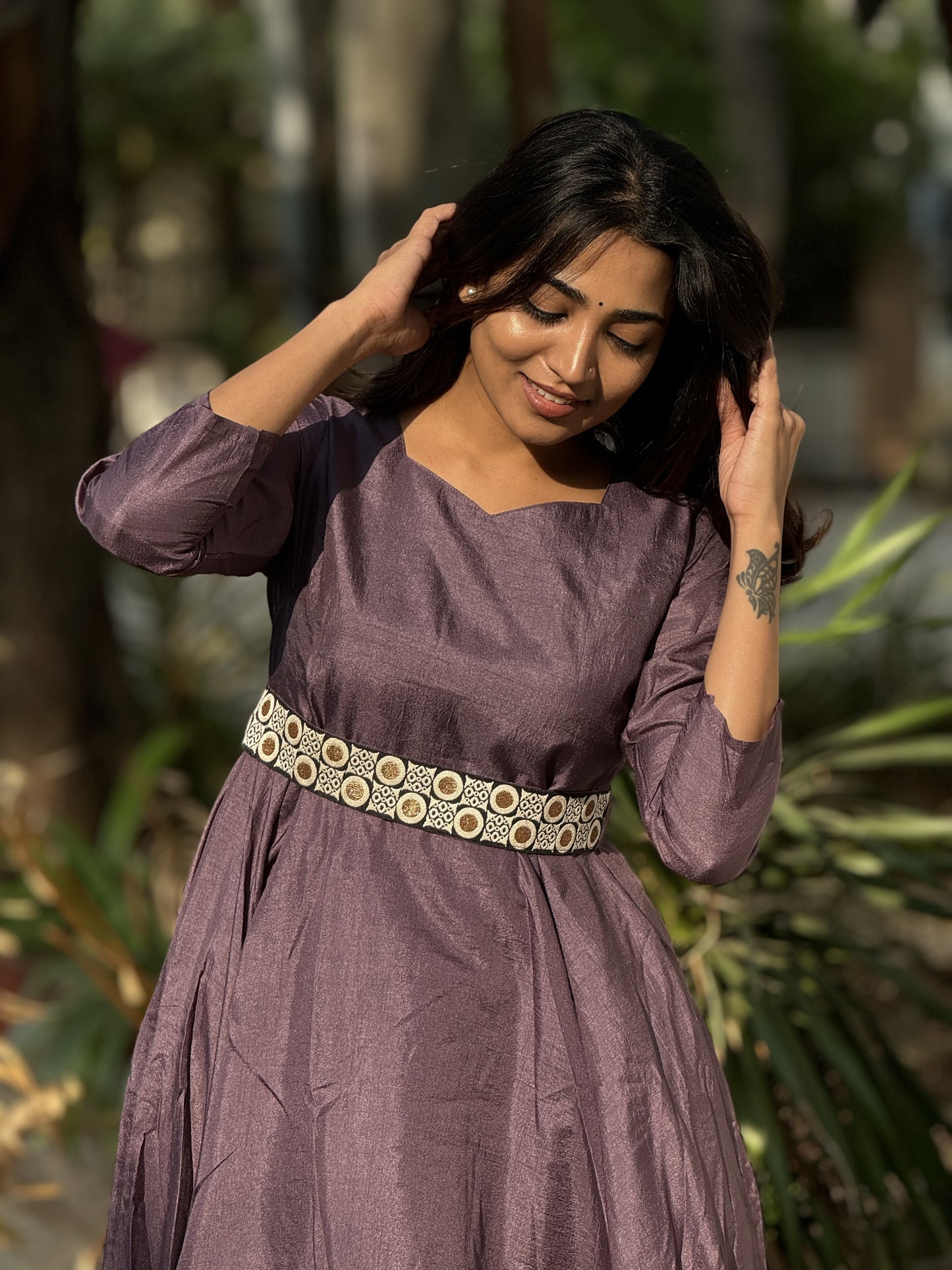 Medha - Designer fit and flare gown - Dark Purple
