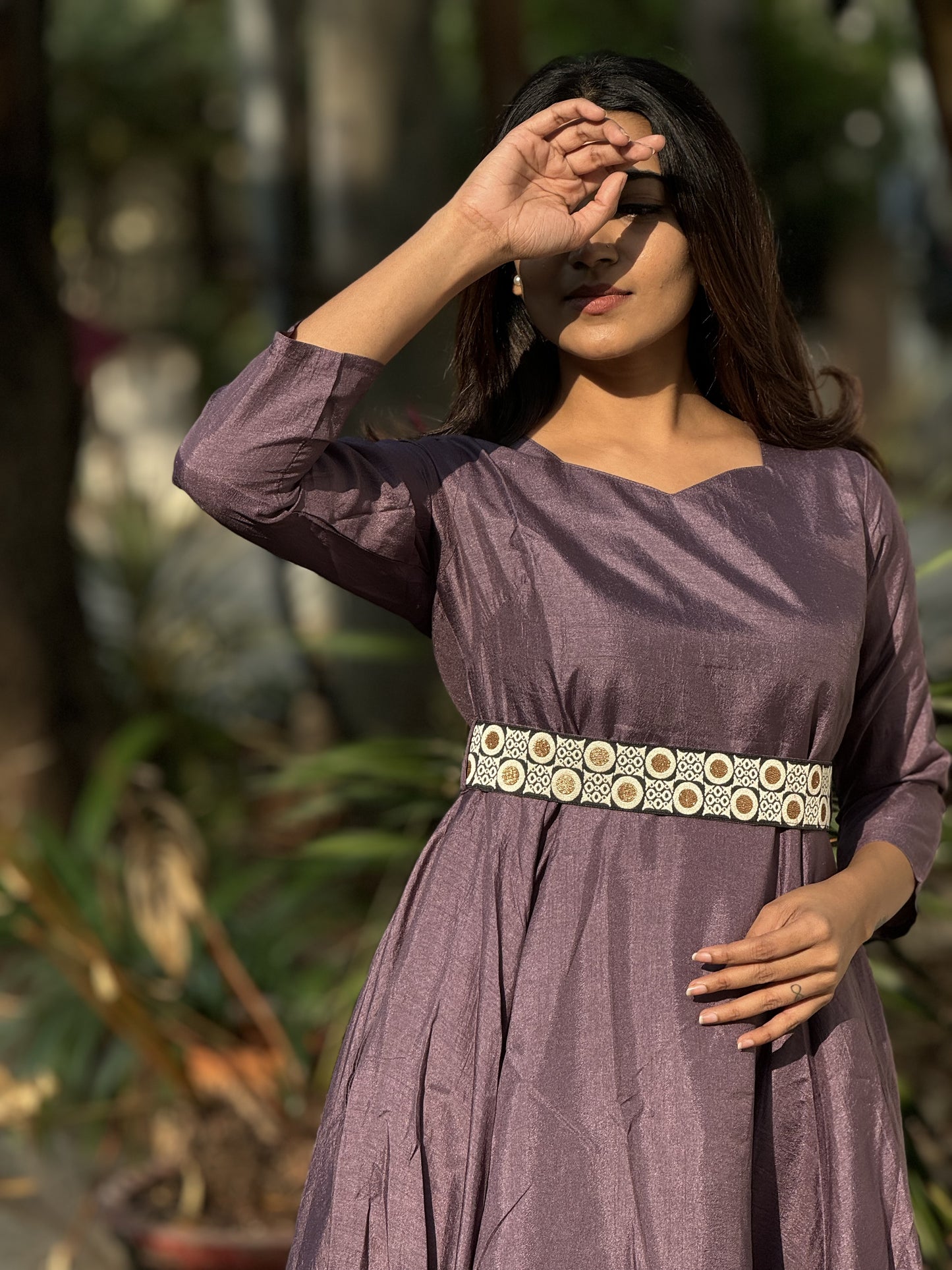 Medha - Designer fit and flare gown - Dark Purple