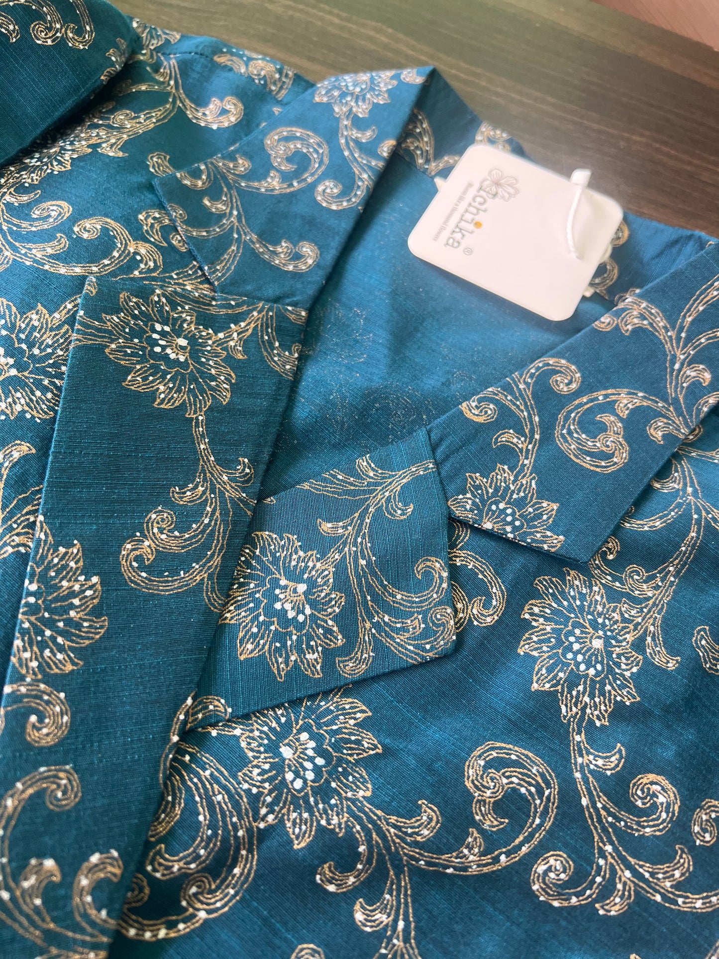 Hithaa - Silk Cotton Printed wrap top and skirt