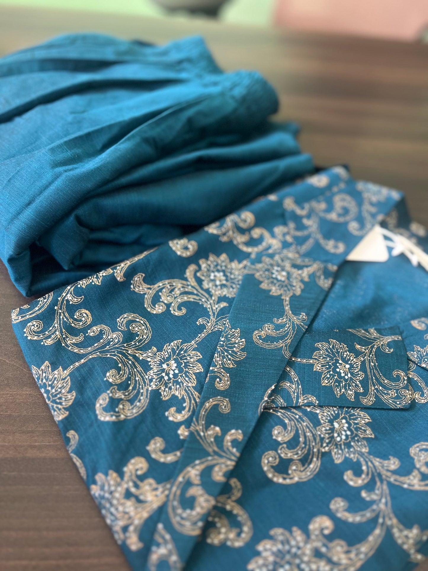 Hithaa - Silk Cotton Printed wrap top and skirt