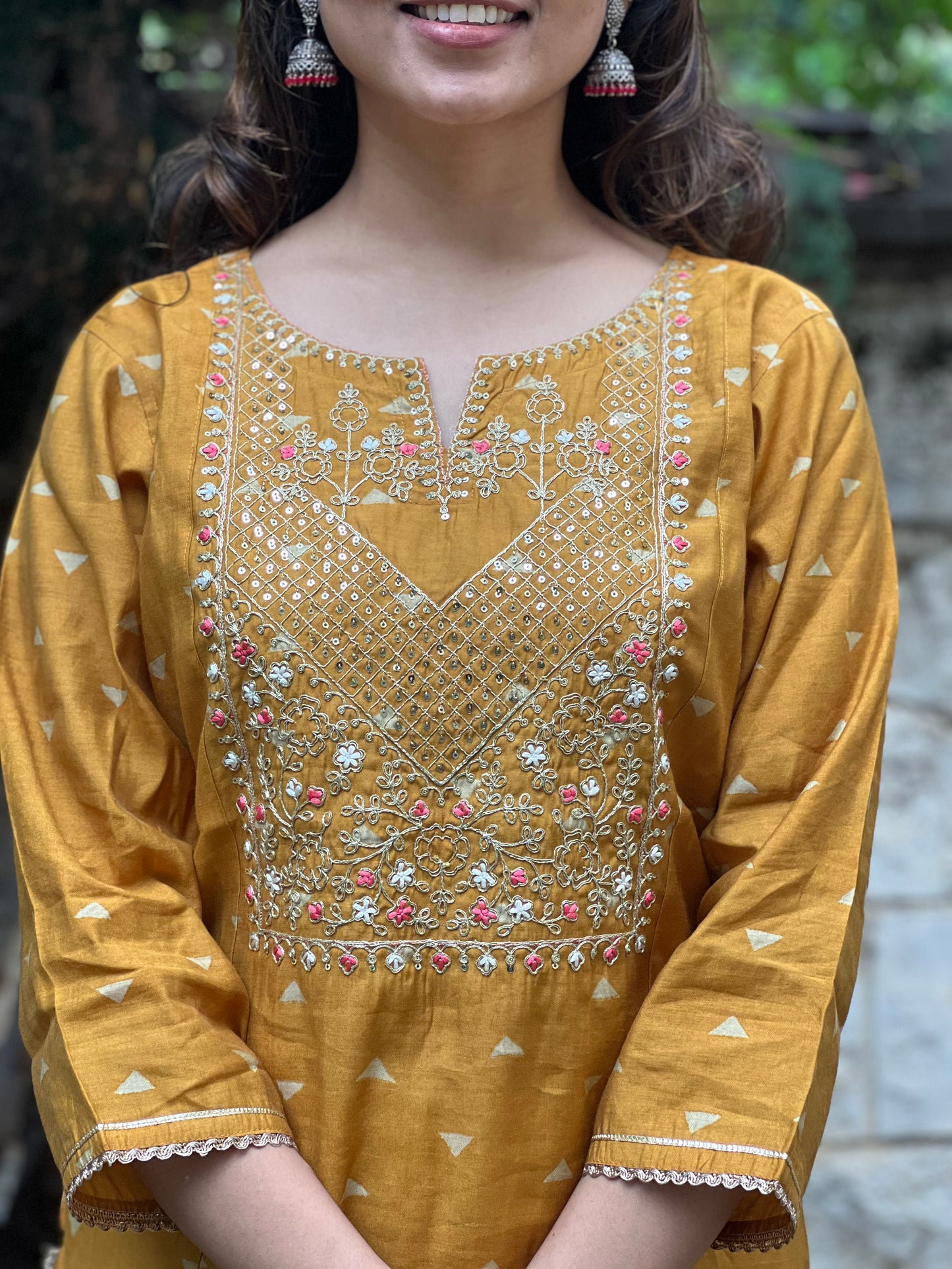 Sita - Maslin Tie Dye Kurta with hand work - Yellow