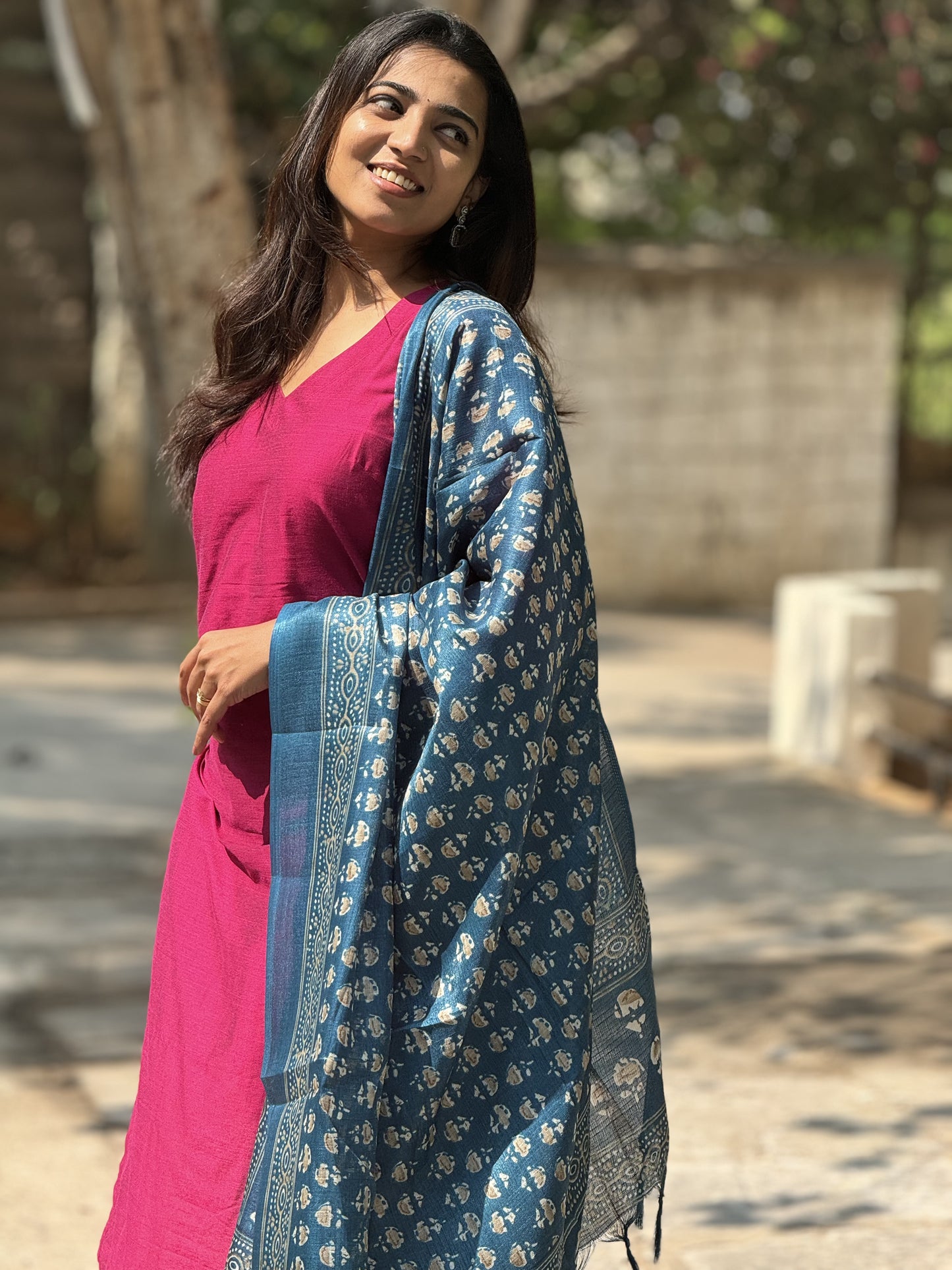 Sudiksha - Pink Silk cotton set with Kadhi Silk dupatta