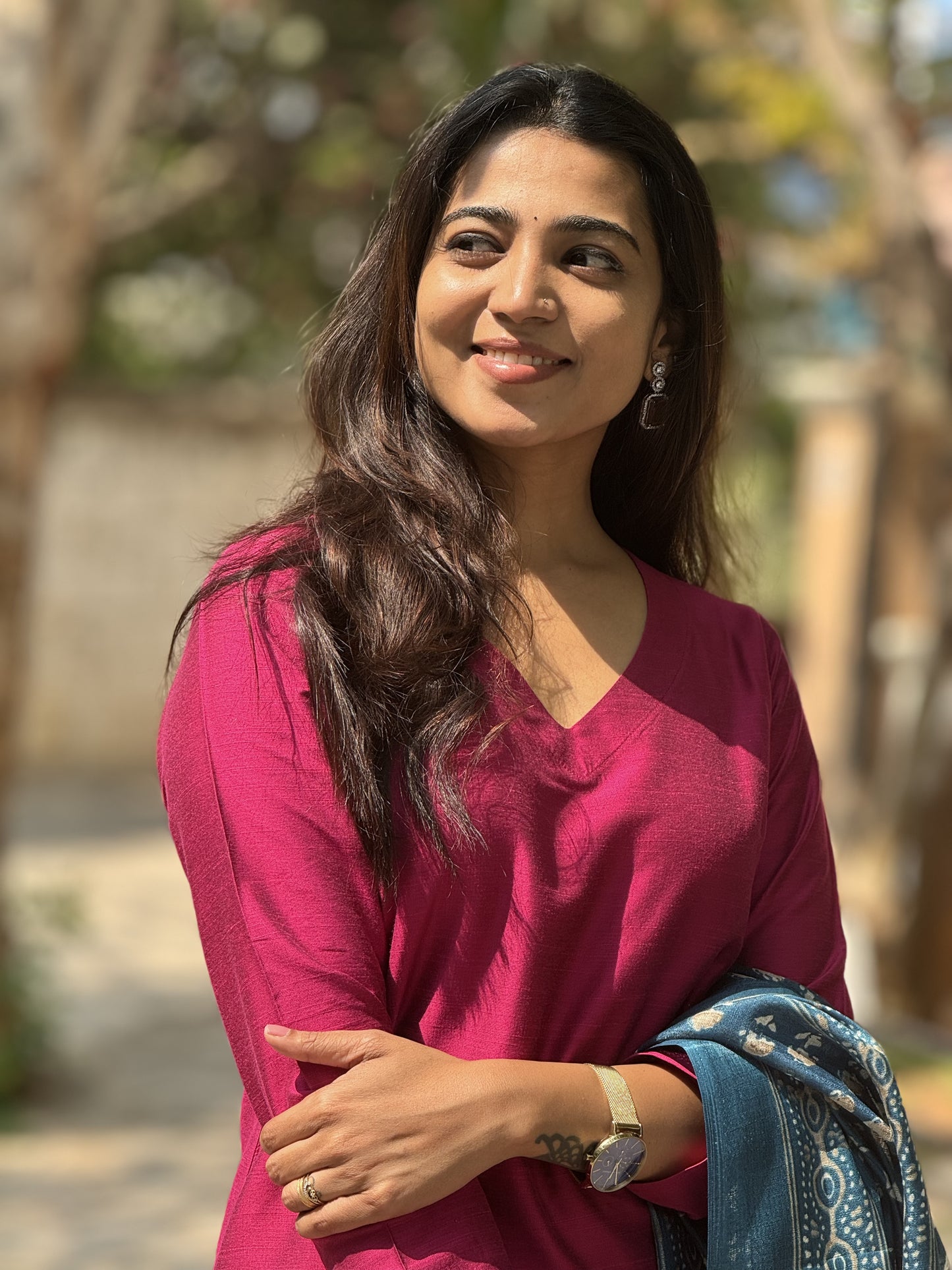 Sudiksha - Pink Silk cotton set with Kadhi Silk dupatta