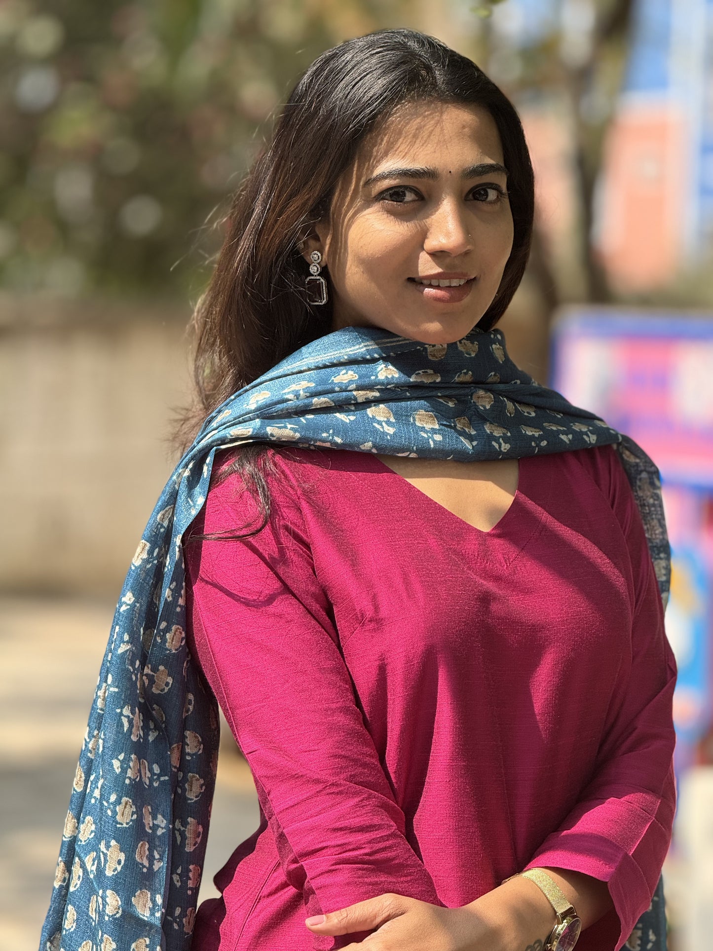 Sudiksha - Pink Silk cotton set with Kadhi Silk dupatta