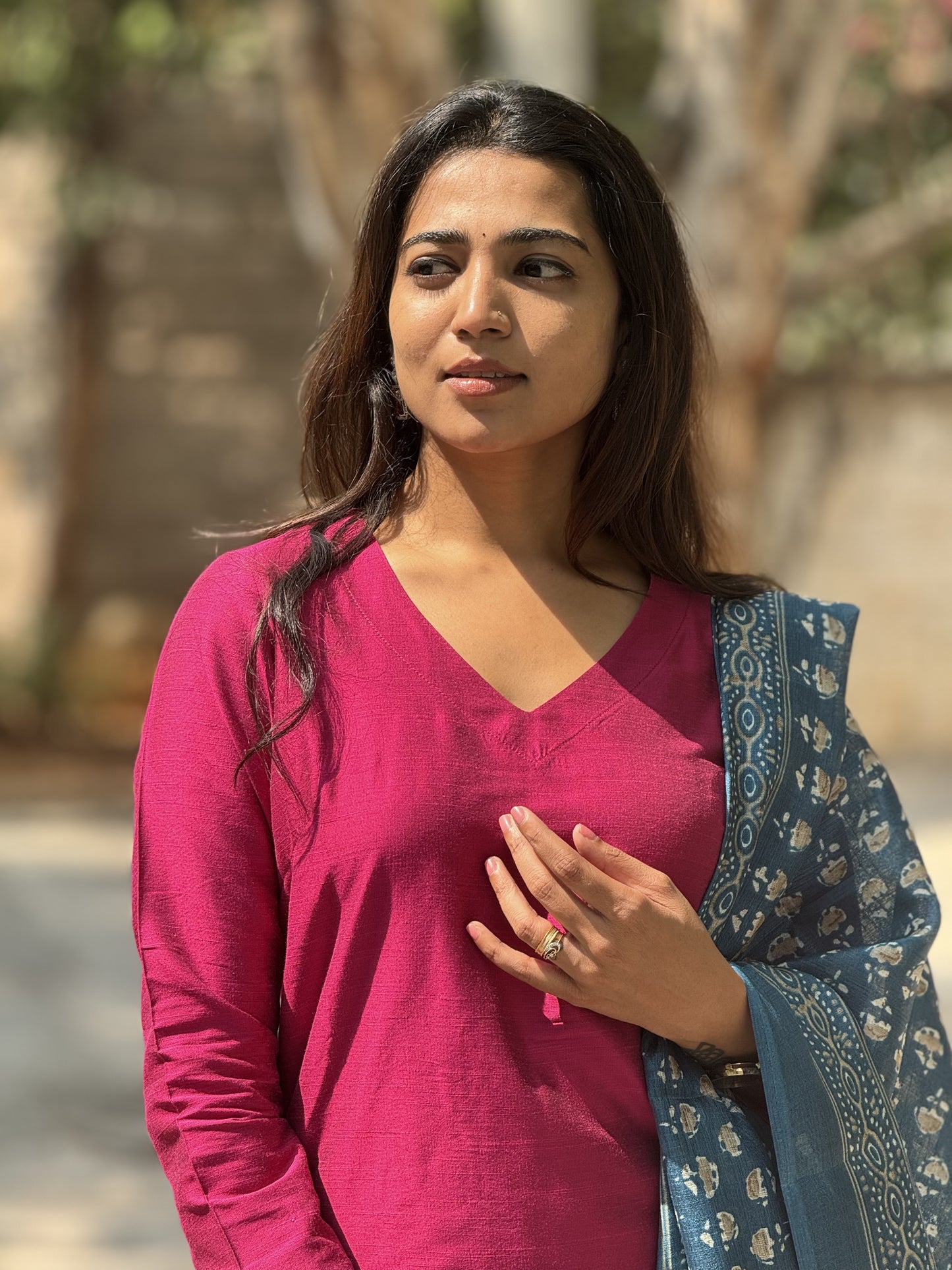 Sudiksha - Pink Silk cotton set with Kadhi Silk dupatta