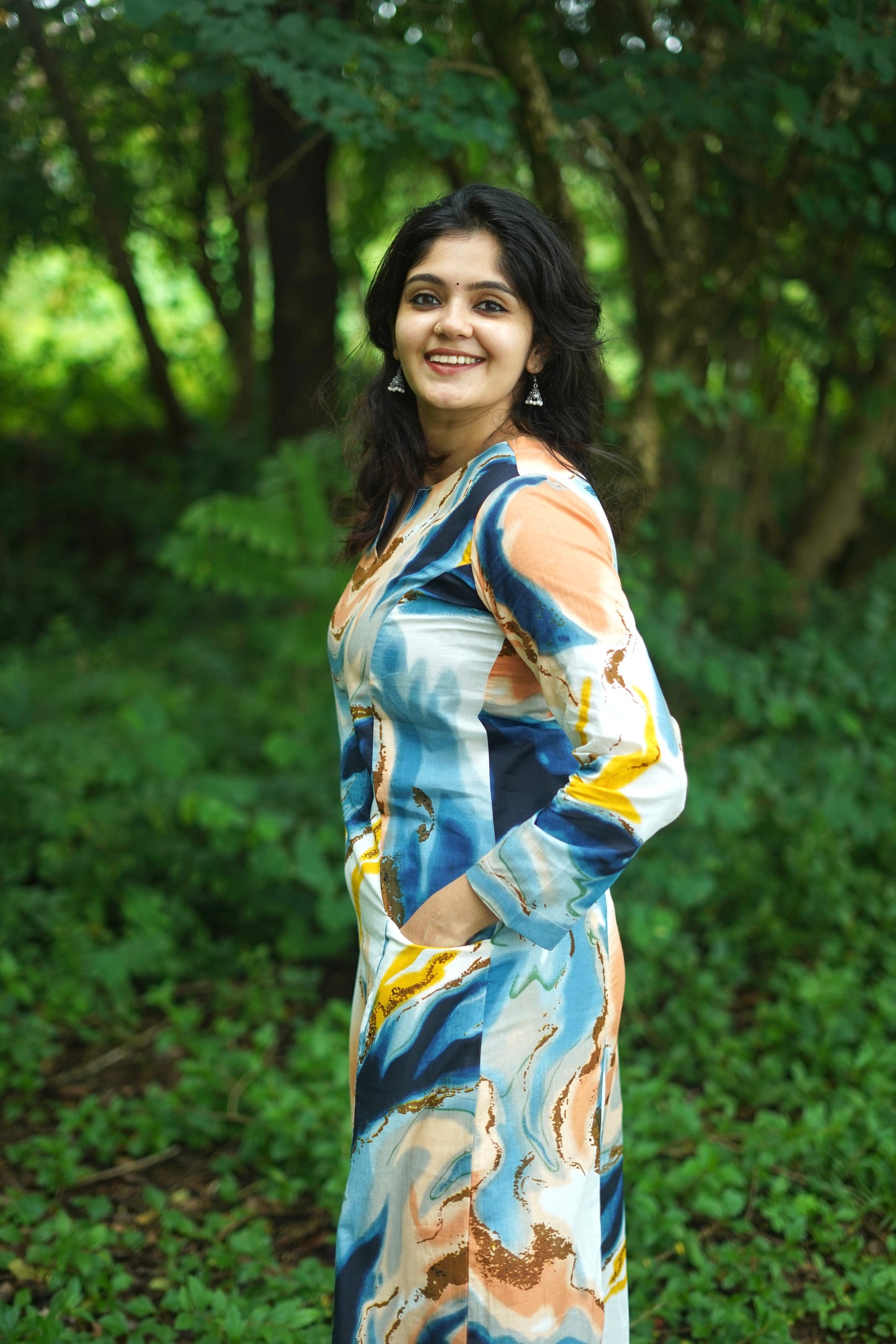 Silpa Co-ord Set – Marble Print A-Line Princess Kurta