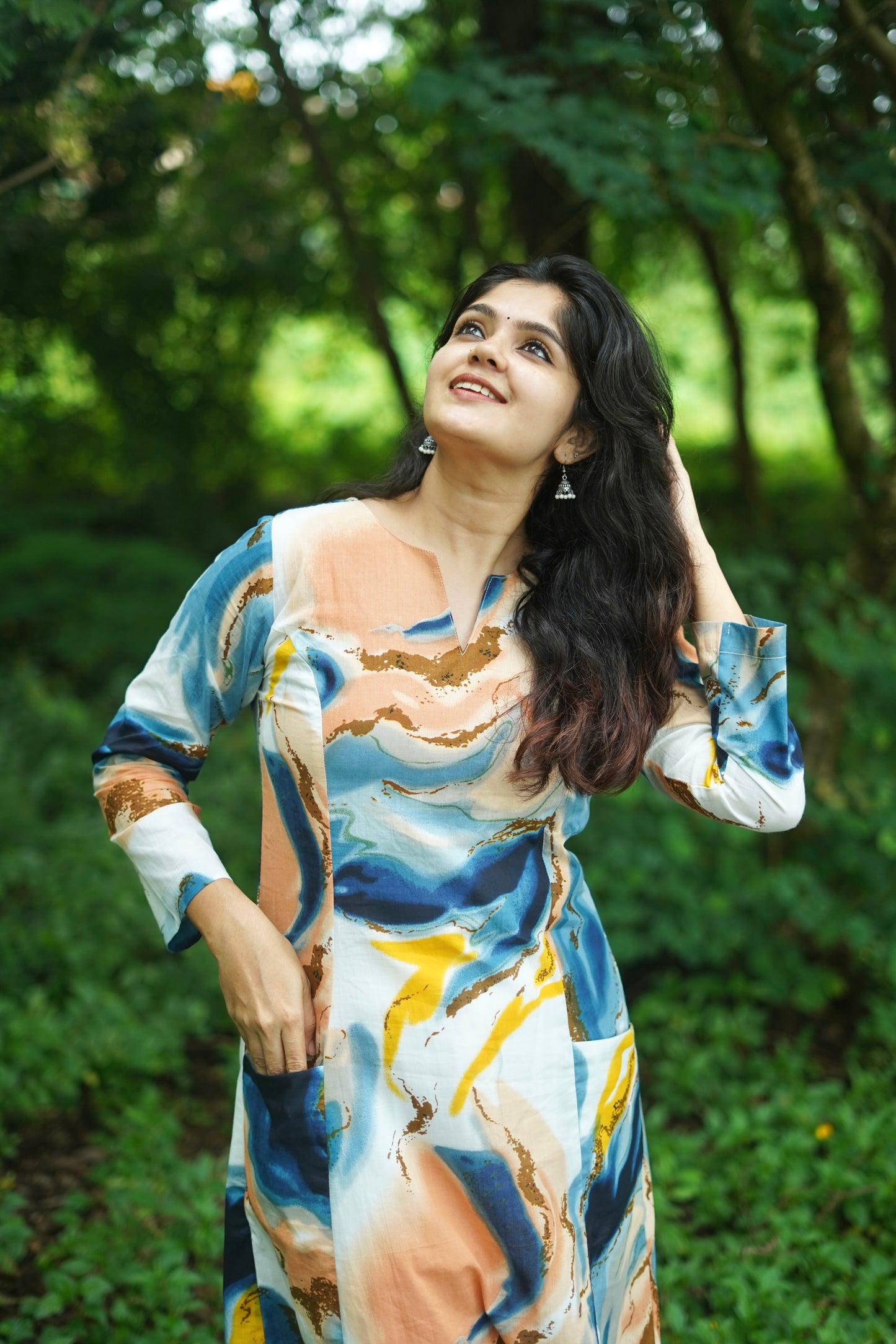 Silpa Co-ord Set – Marble Print A-Line Princess Kurta