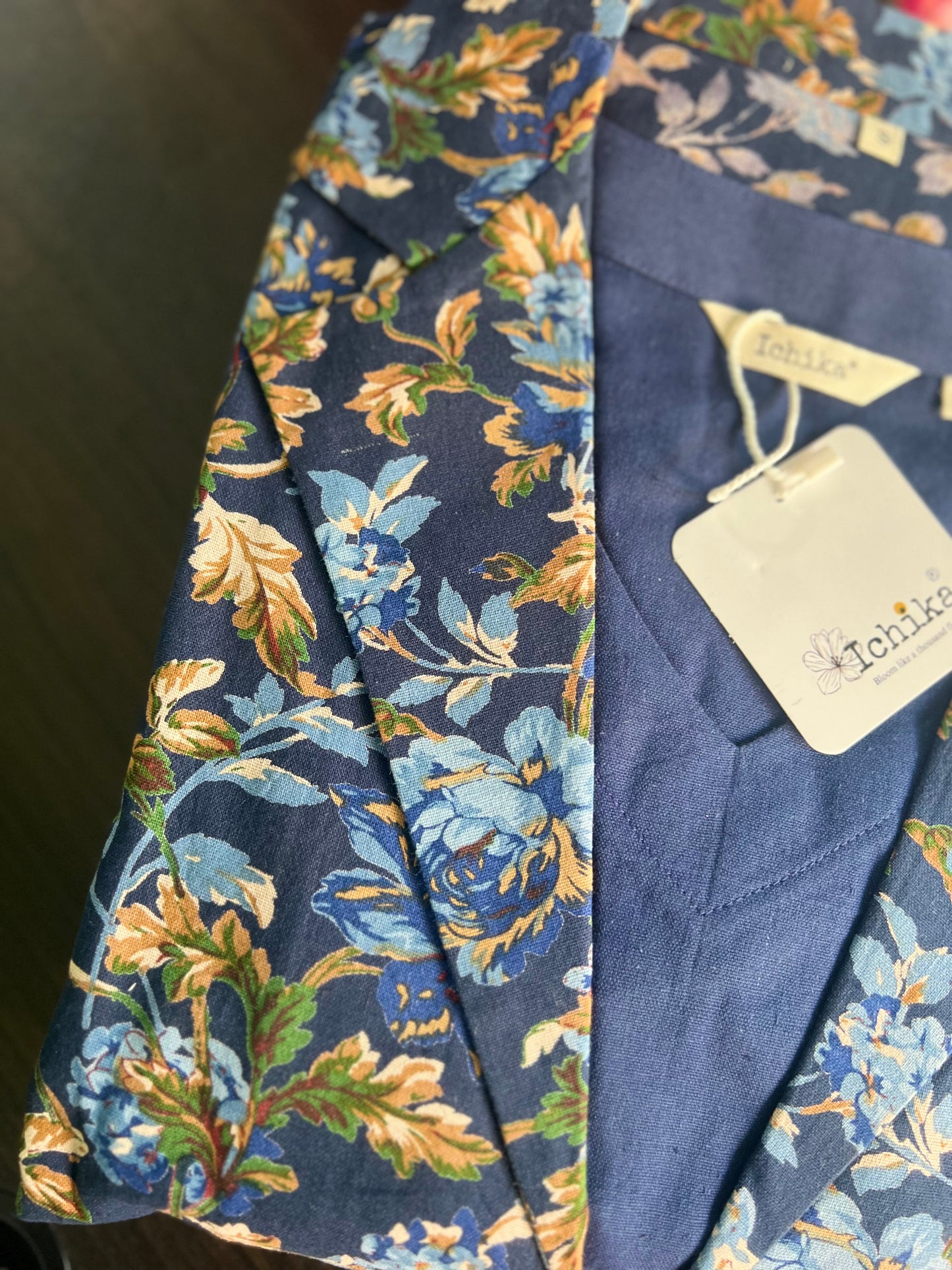 Lathika - Premium Floral Cotton Long jacket kurta set - Navy
