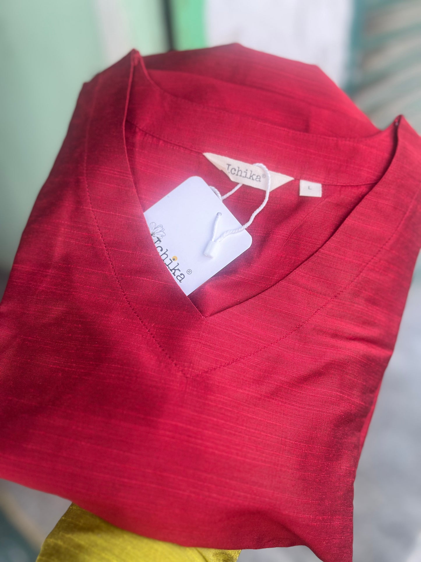 Namrata - Maroon Silk cotton set with Premium Tissue Dupatta