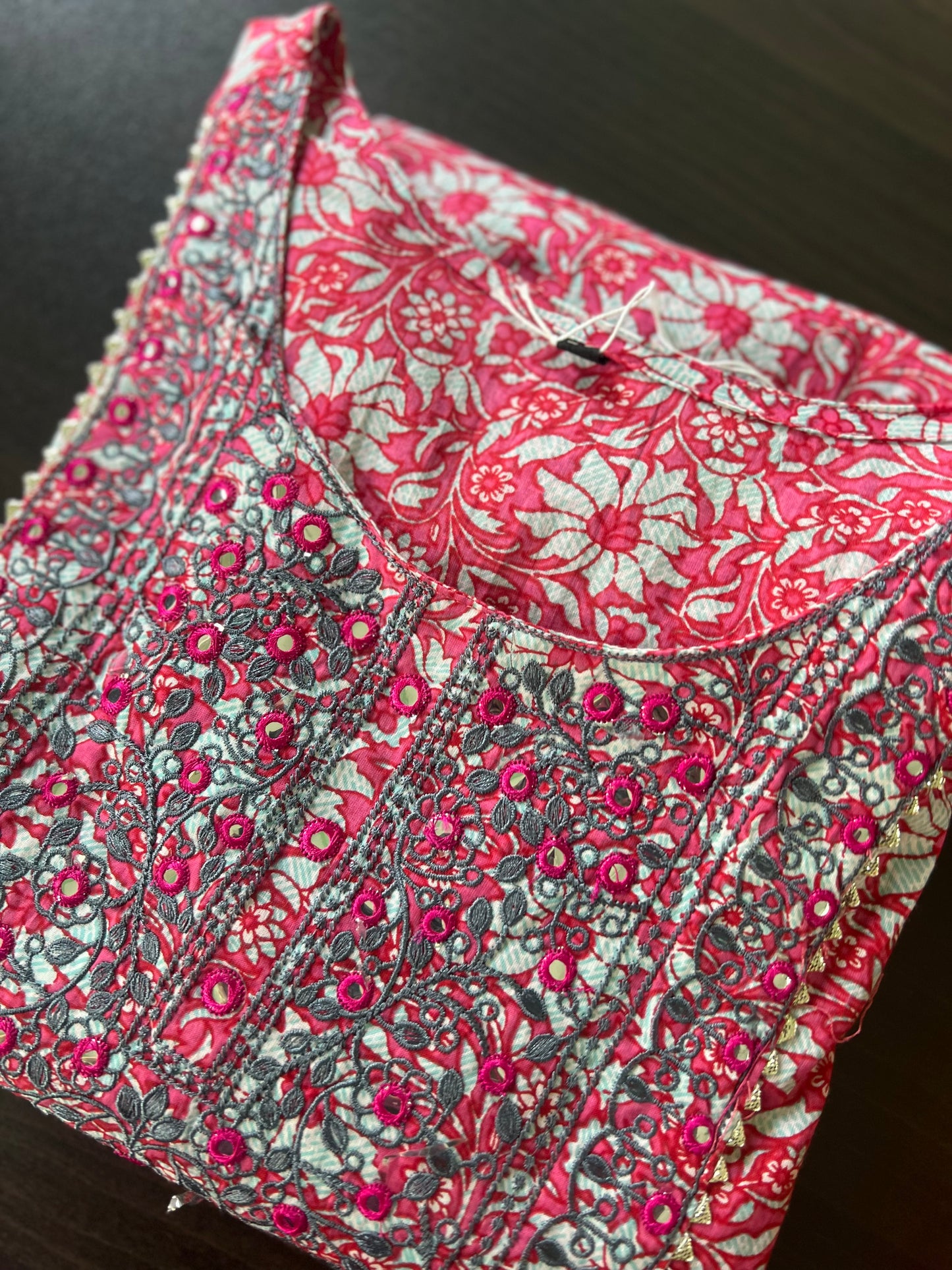 Rayon kurta - Pink floral