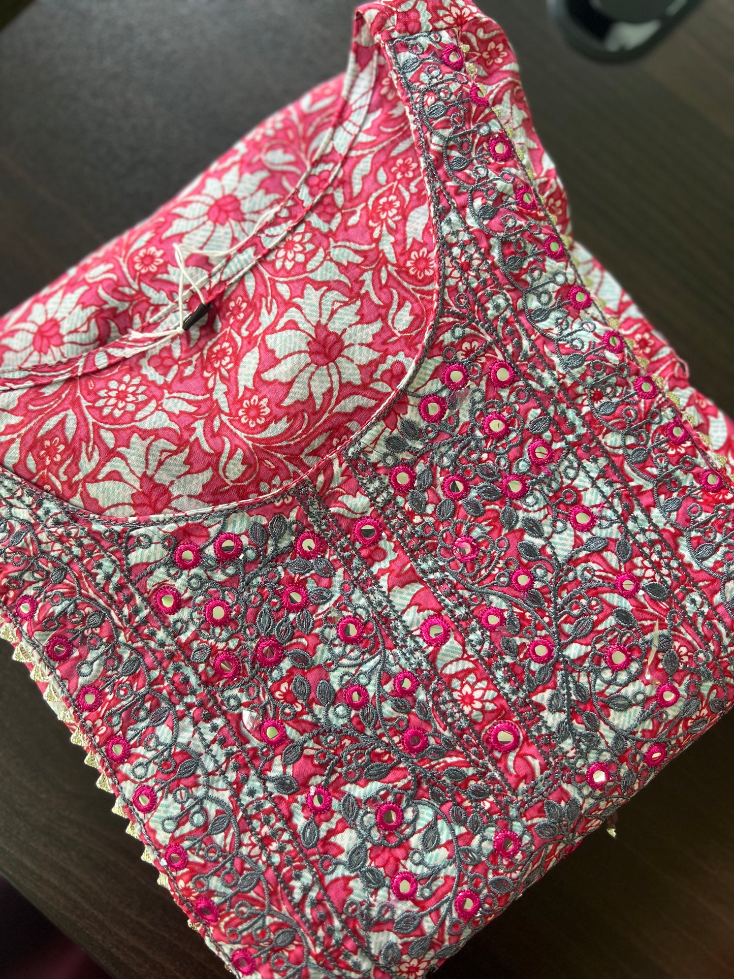 Rayon kurta - Pink floral