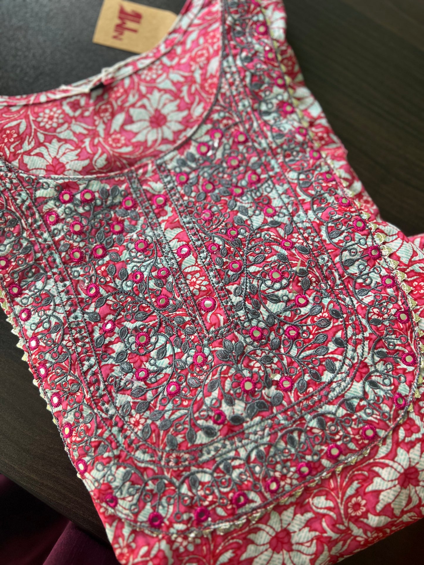 Rayon kurta - Pink floral