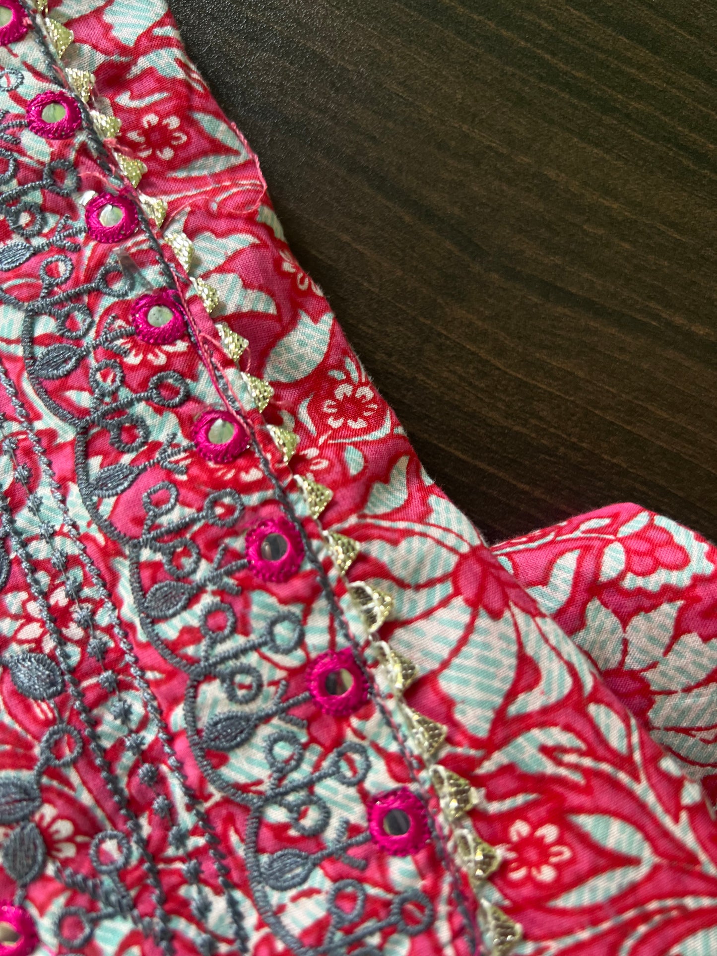 Rayon kurta - Pink floral