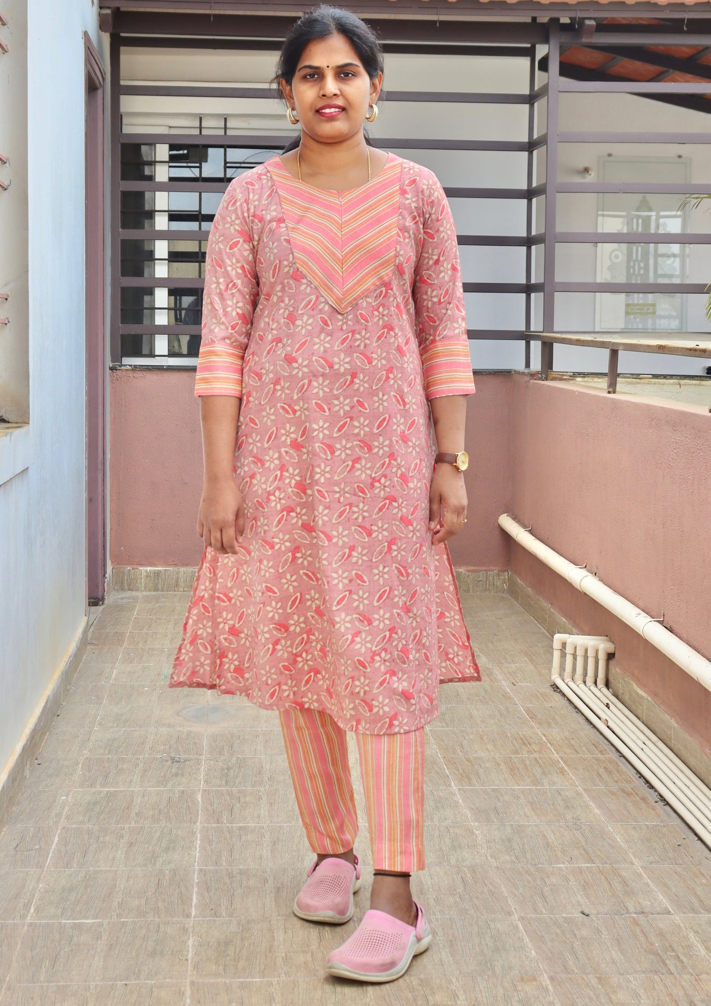 Pink Striped Rayon Capsule Set