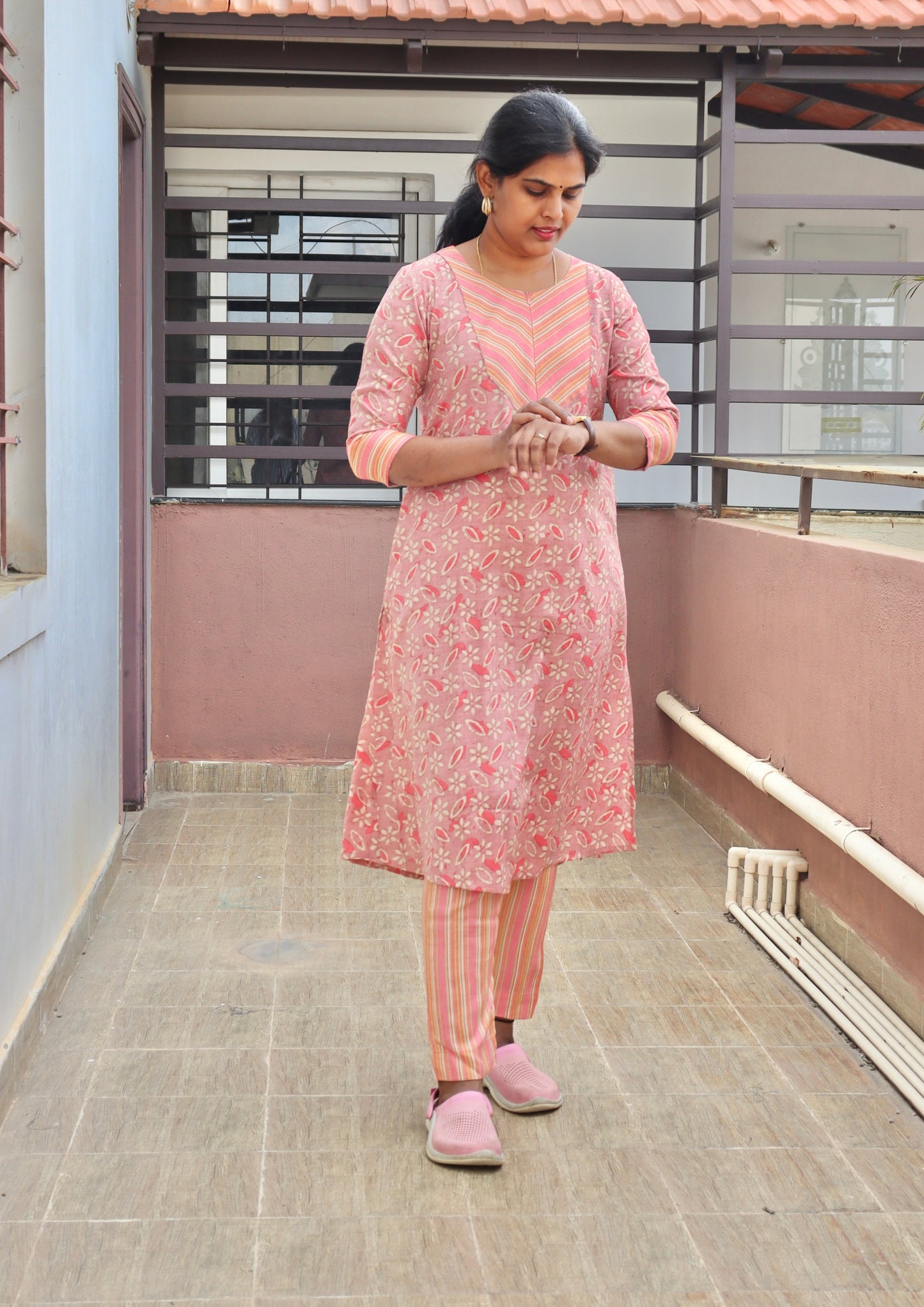 Pink Striped Rayon Capsule Set
