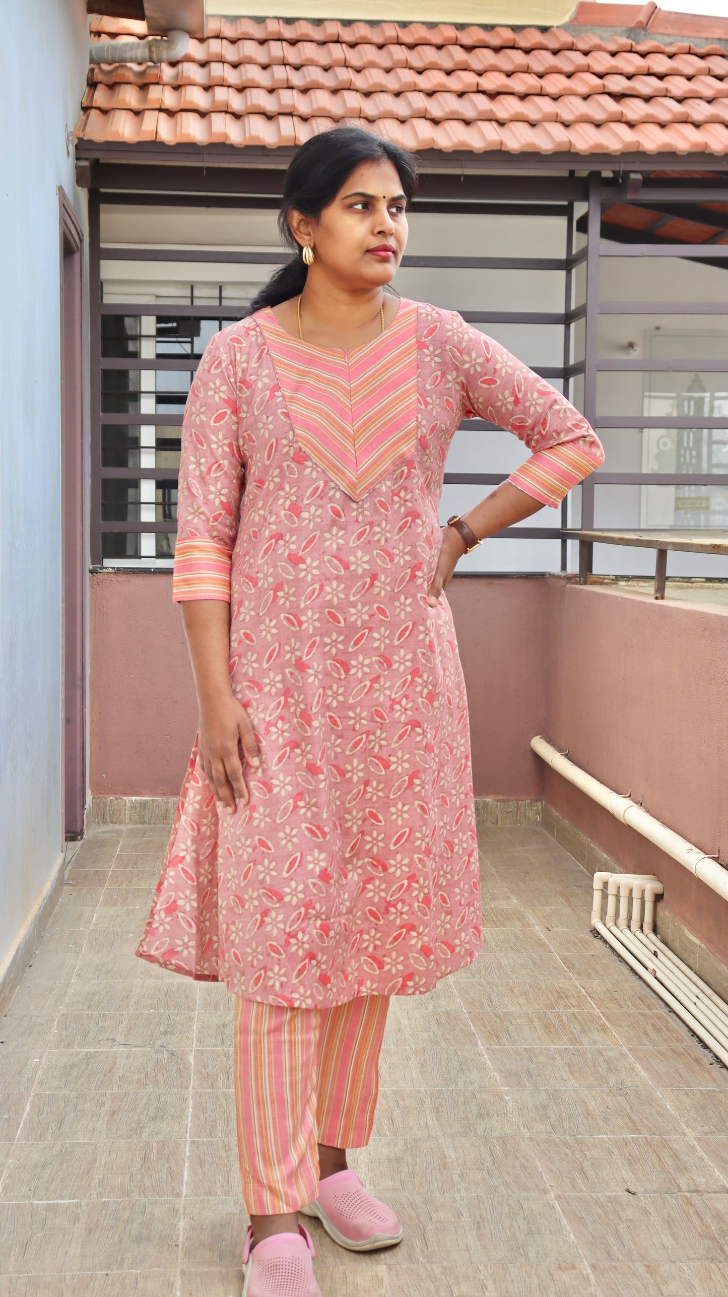 Pink Striped Rayon Capsule Set