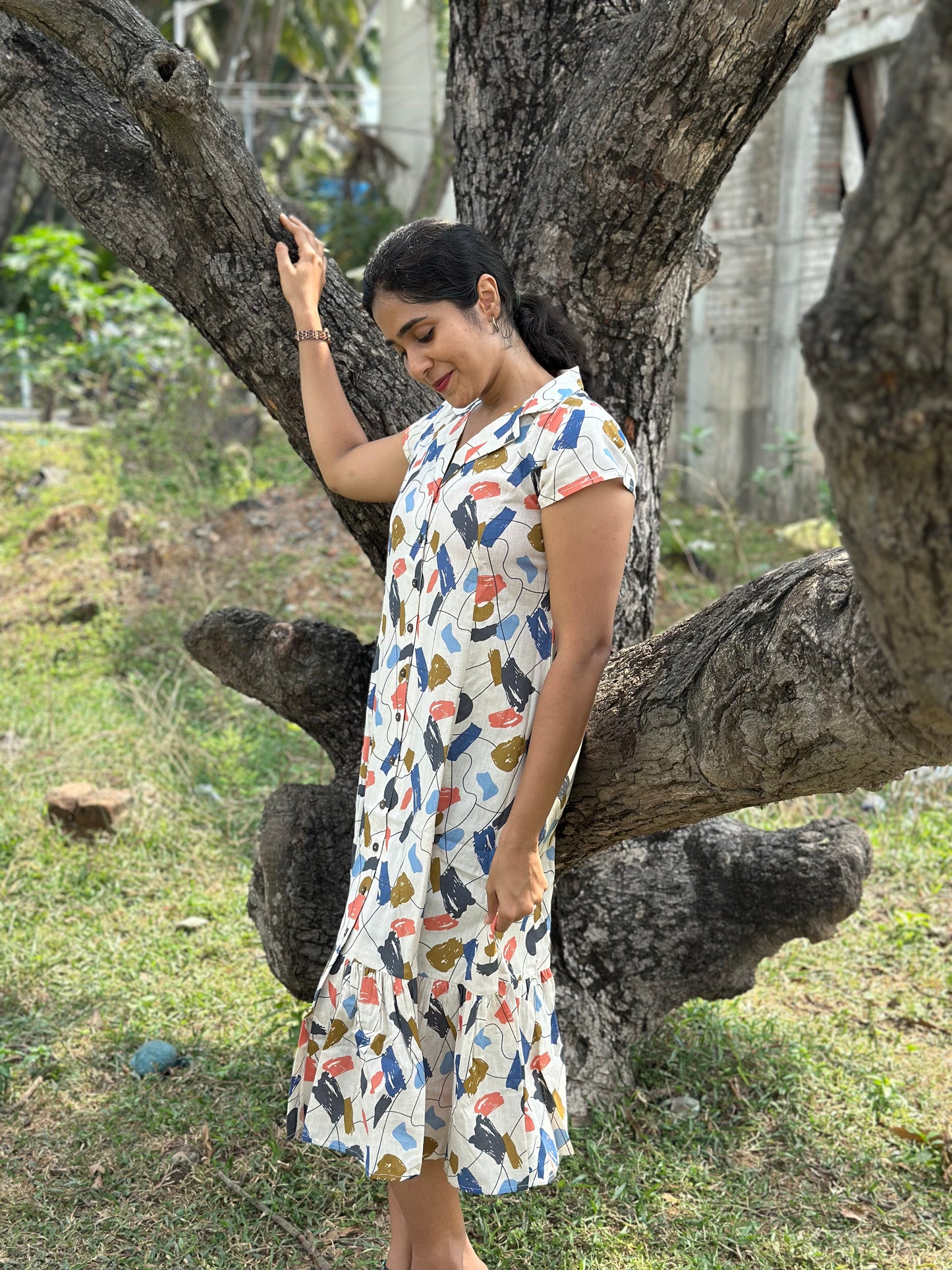 Aasvi- Premium Cotton Flex dress - Abstract Print