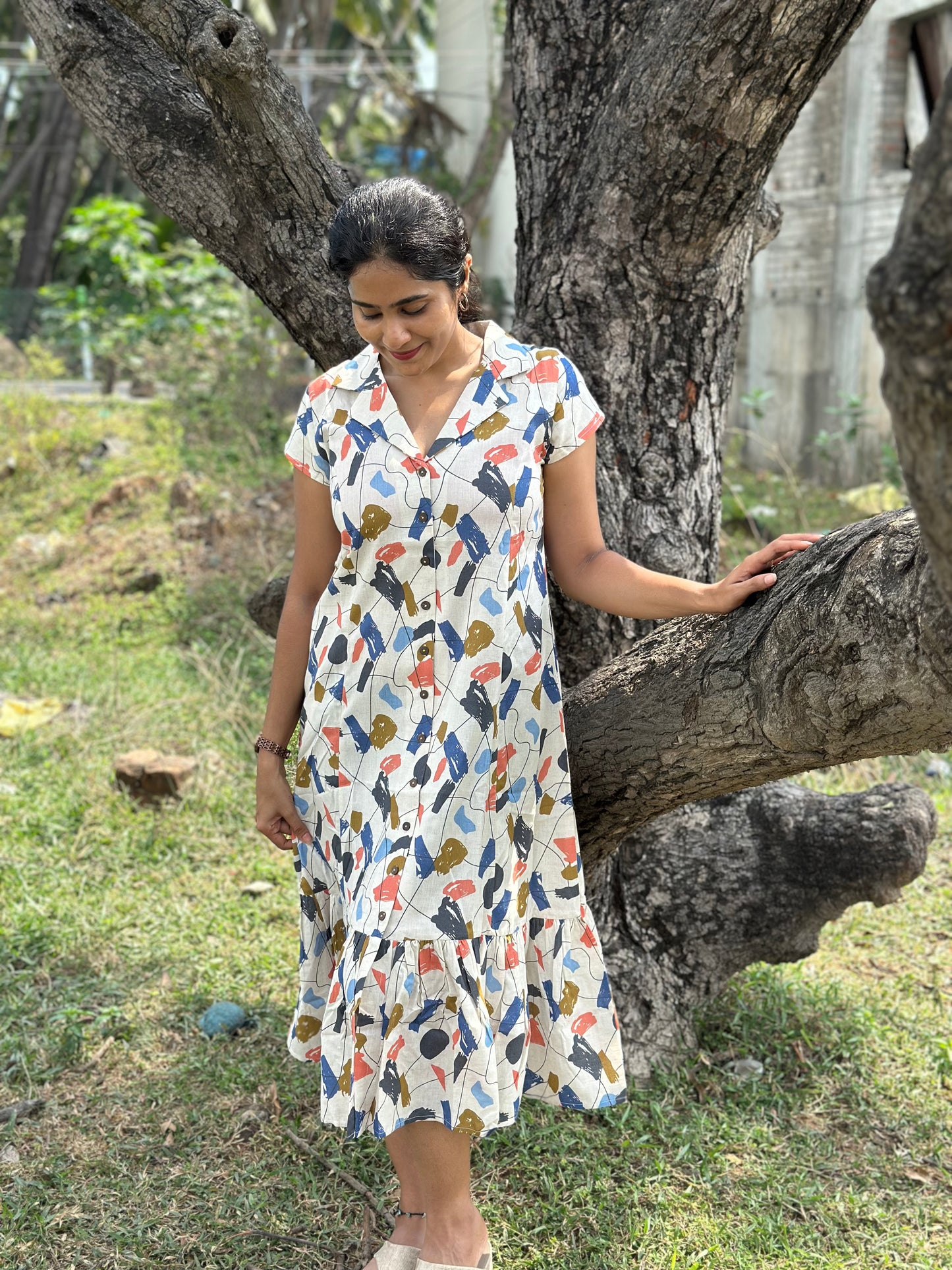 Aasvi- Premium Cotton Flex dress - Abstract Print