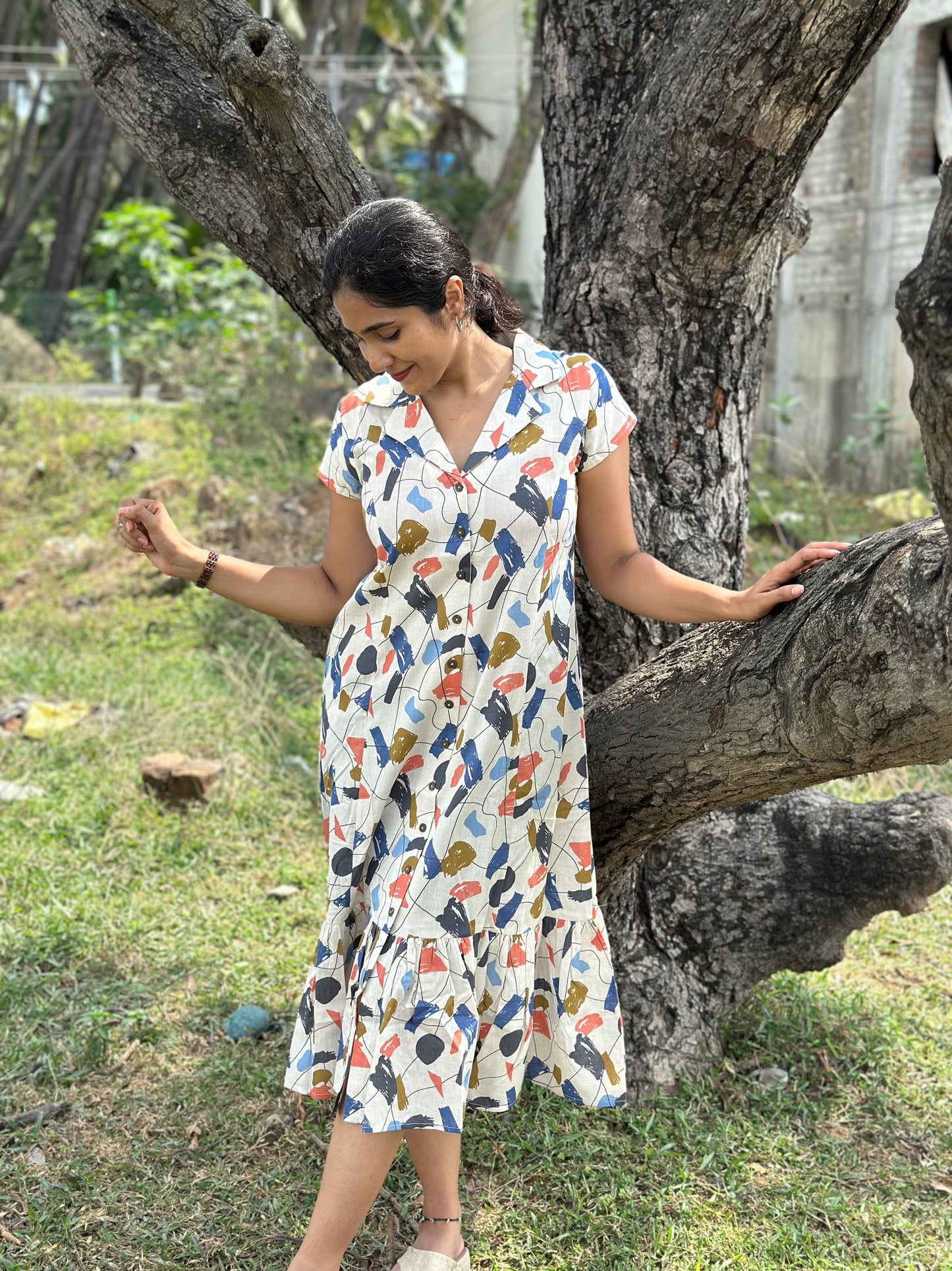 Aasvi- Premium Cotton Flex dress - Abstract Print