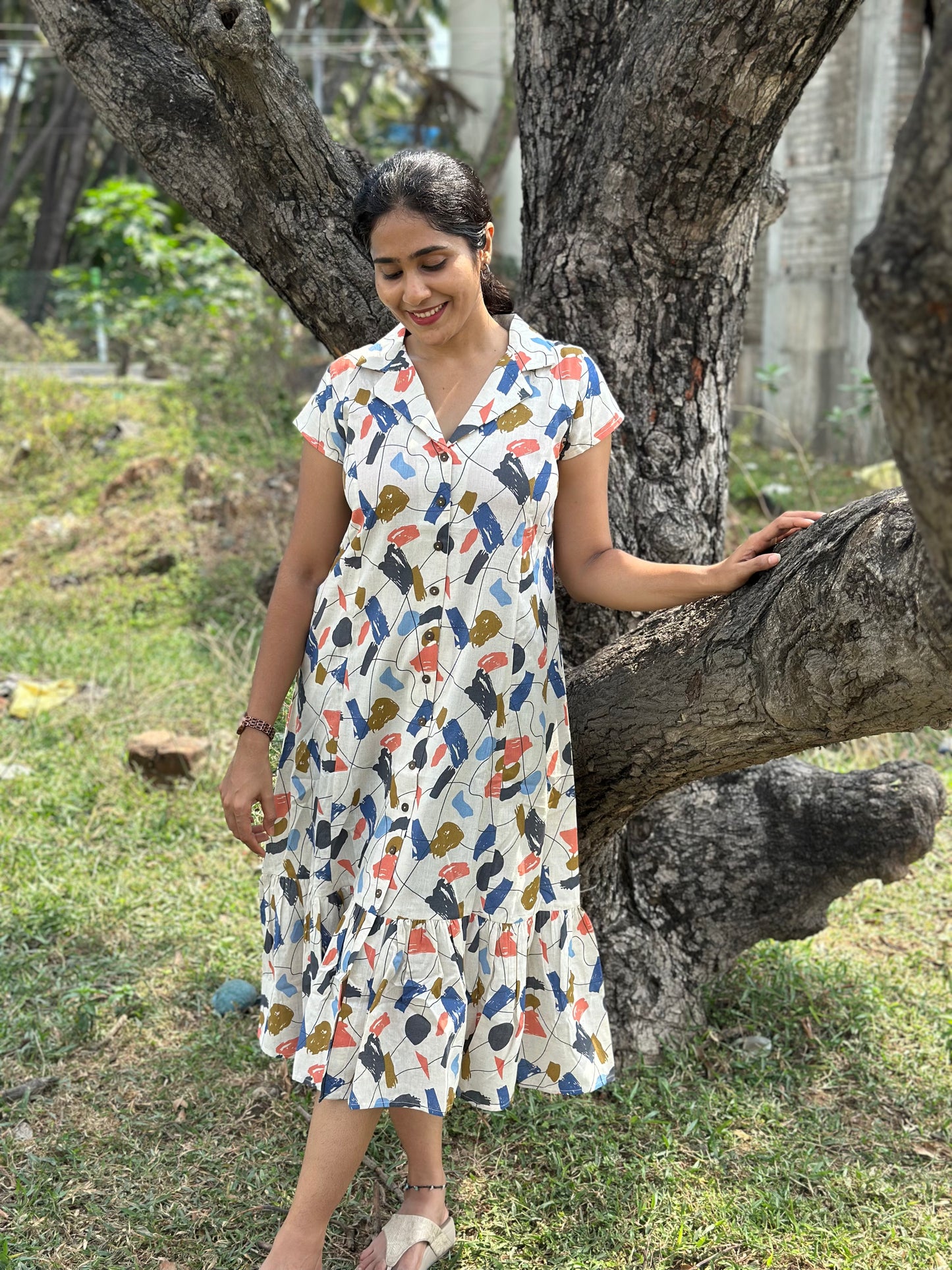 Aasvi- Premium Cotton Flex dress - Abstract Print