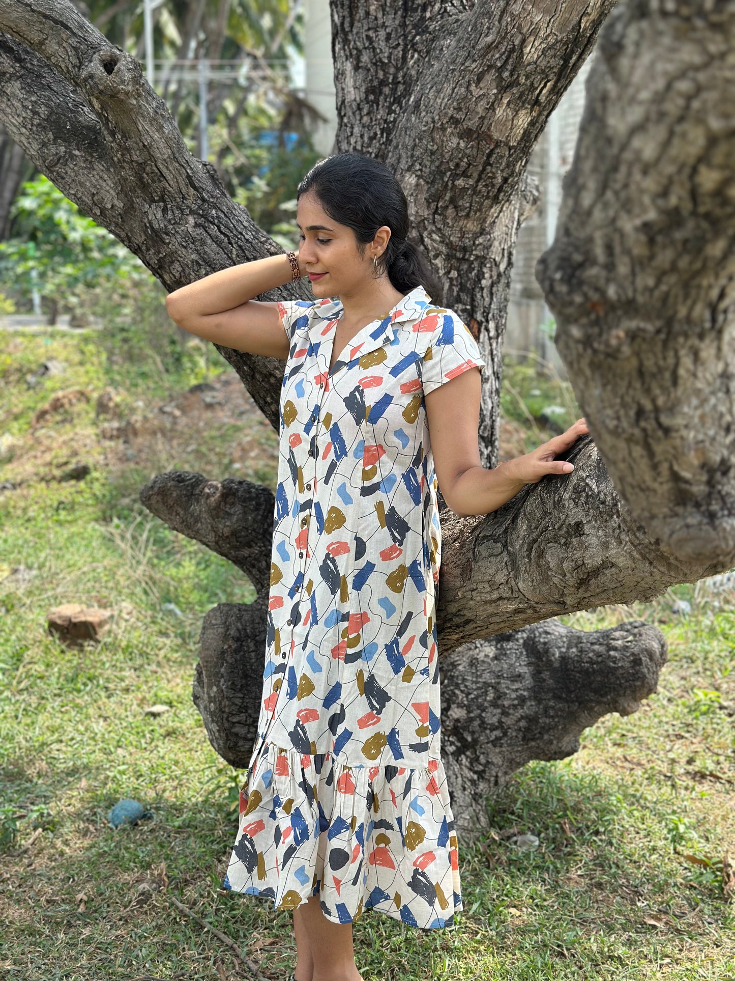 Aasvi- Premium Cotton Flex dress - Abstract Print
