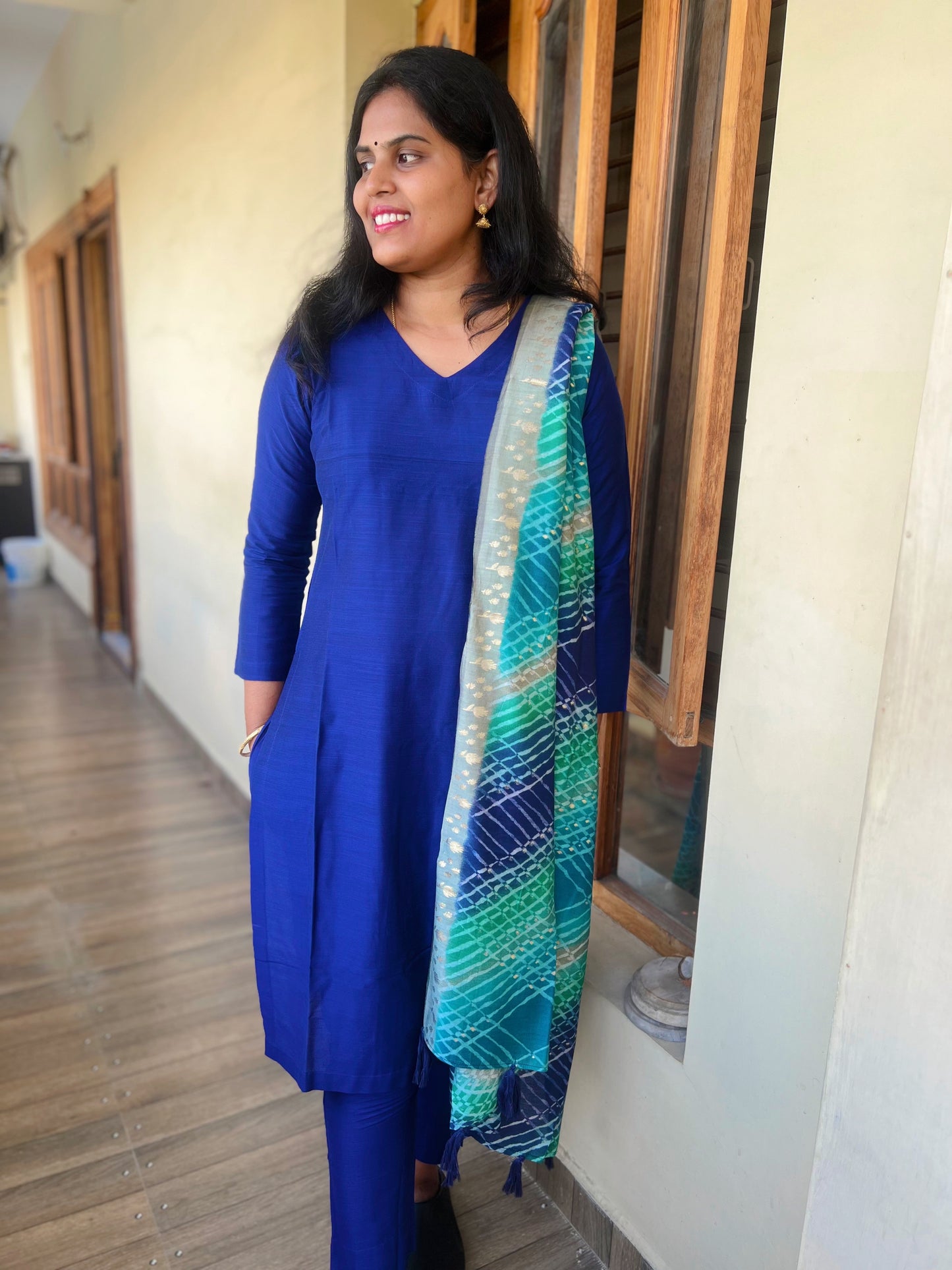 Royal Blue Silk cotton set