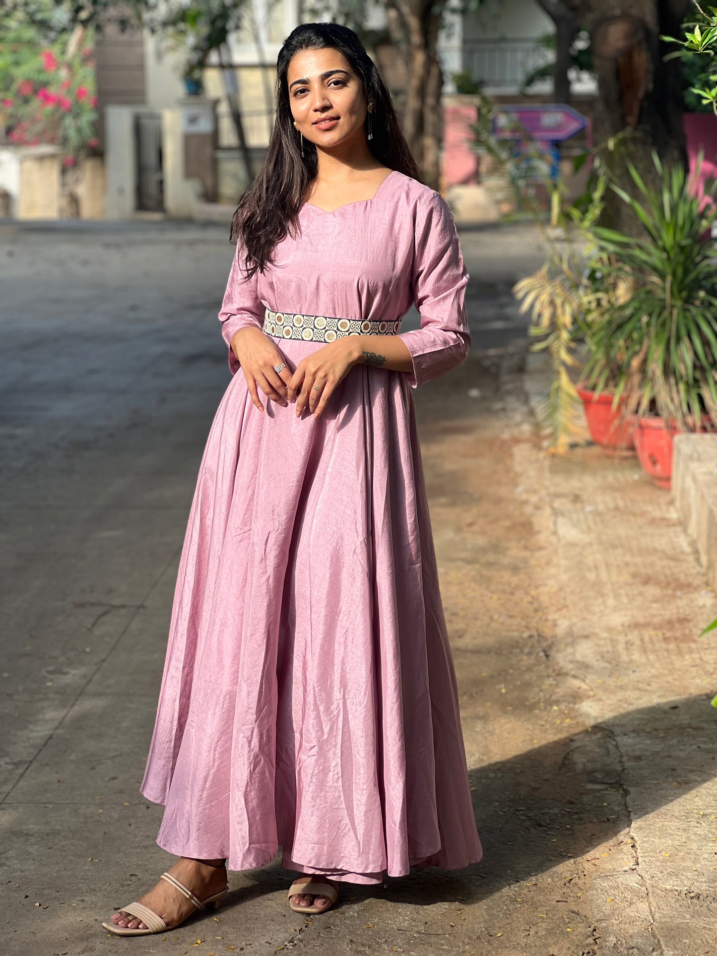 Medha - Designer fit and flare gown - Pale Pink
