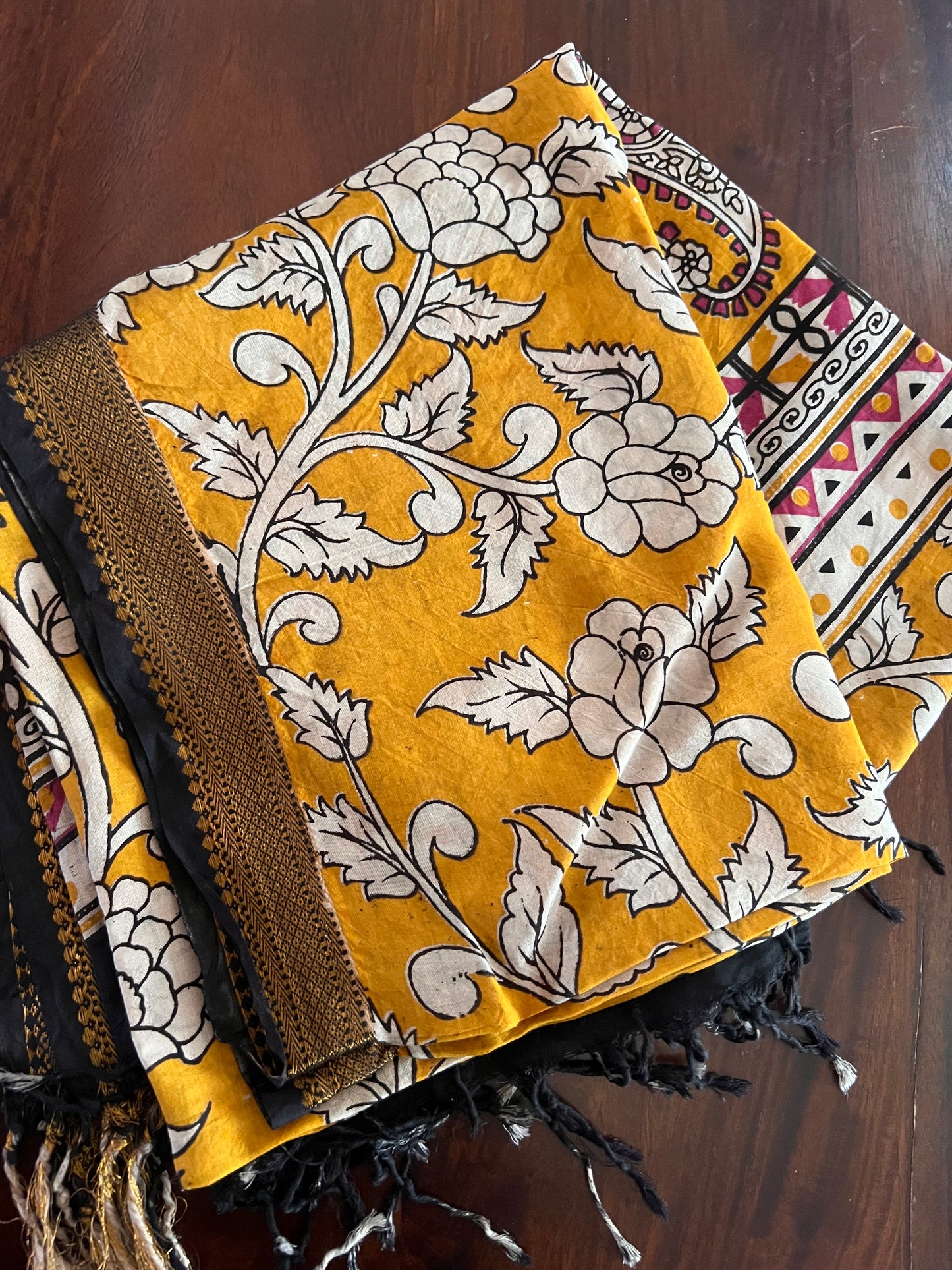 Bhavya - Bottle Green silk set - Kalamkari Dupatta
