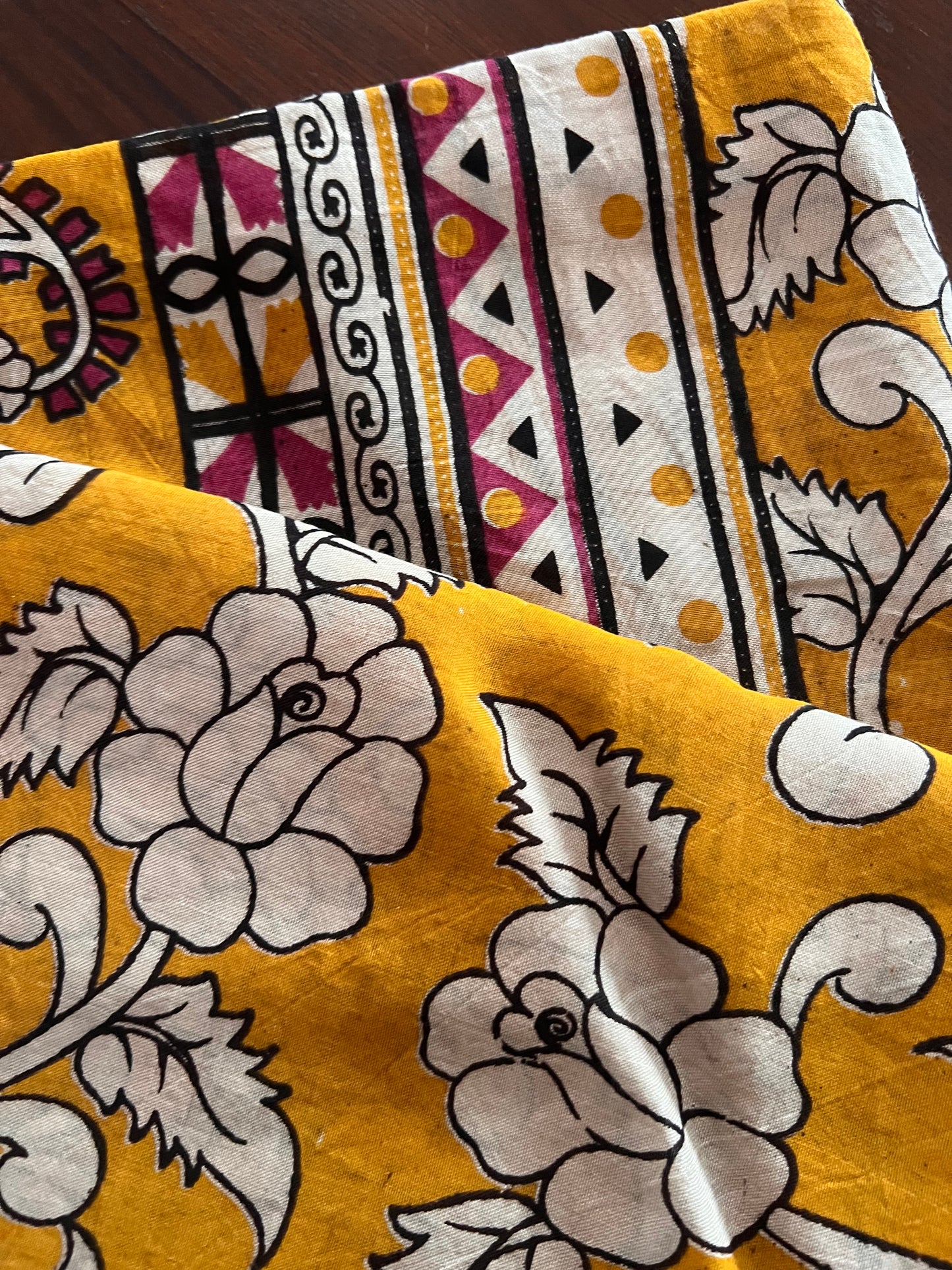 Kalamkari Dupatta - Chennuri silk - Yellow