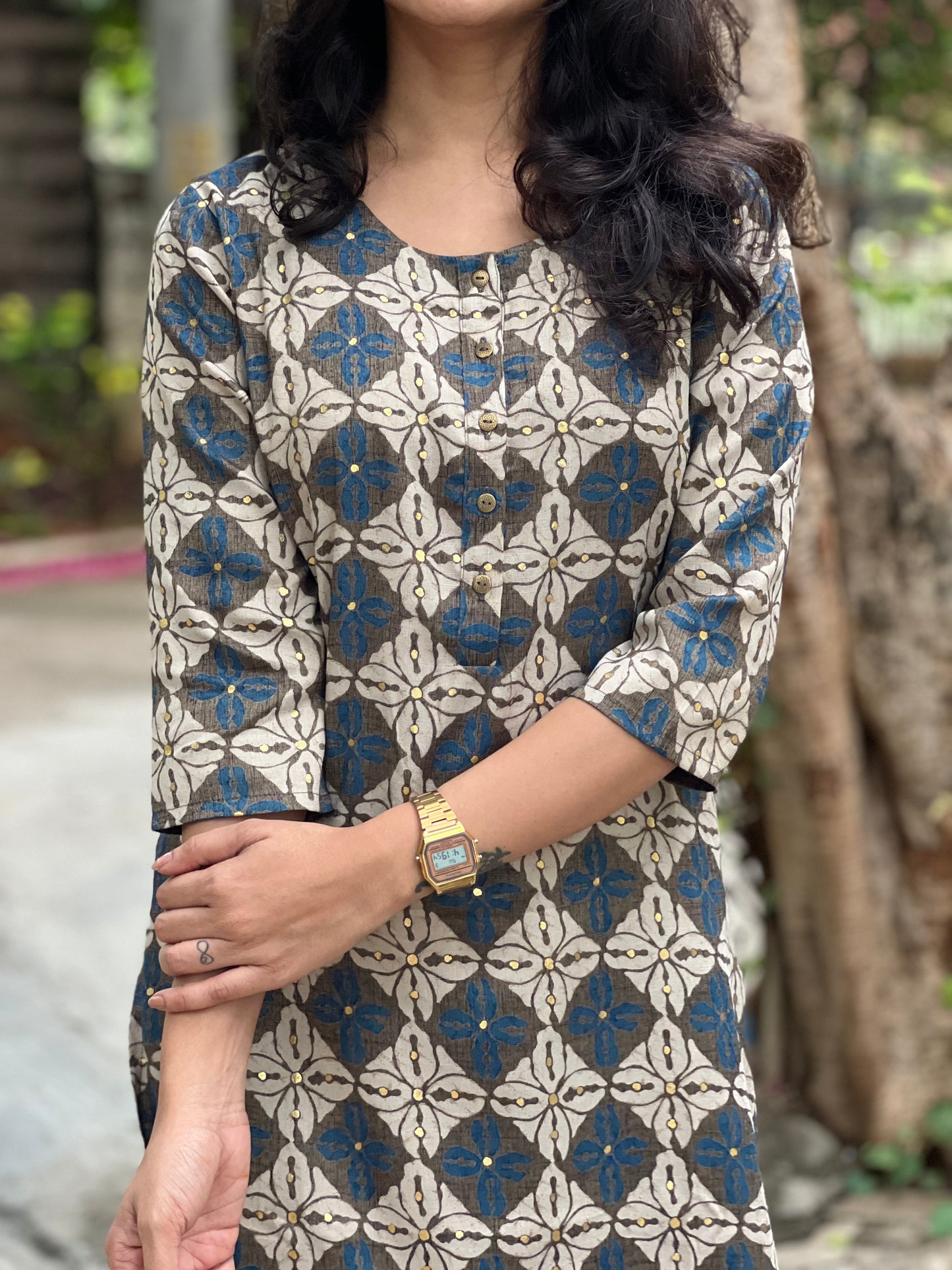 Devika - Rayon Capsule Kurti and pant set - Blue