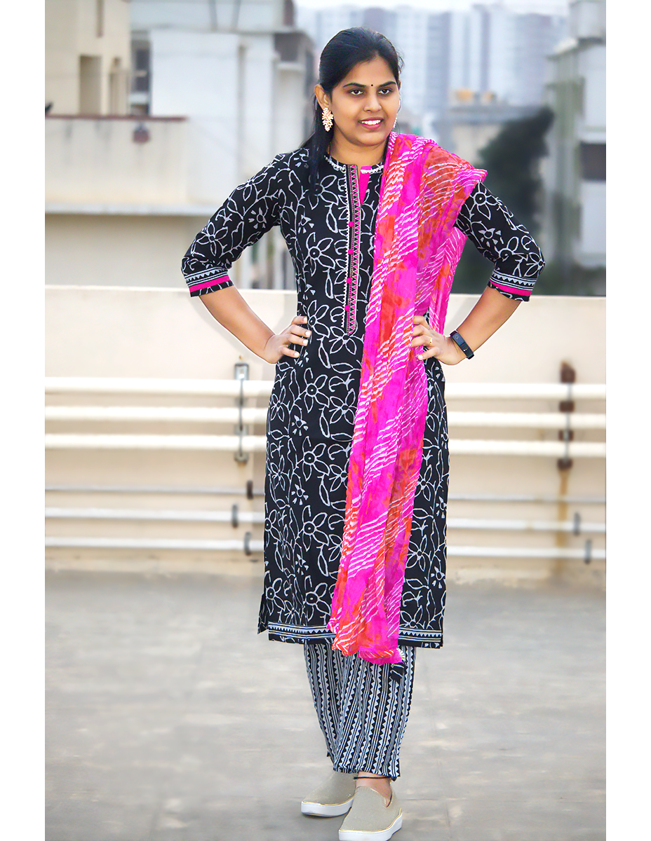 Black Full suit with lehariya dupatta