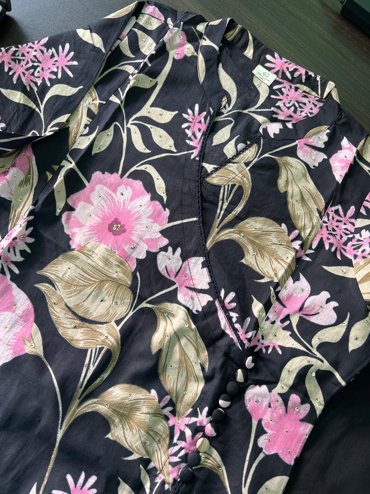 Aaloka - Black Floral pure cotton set
