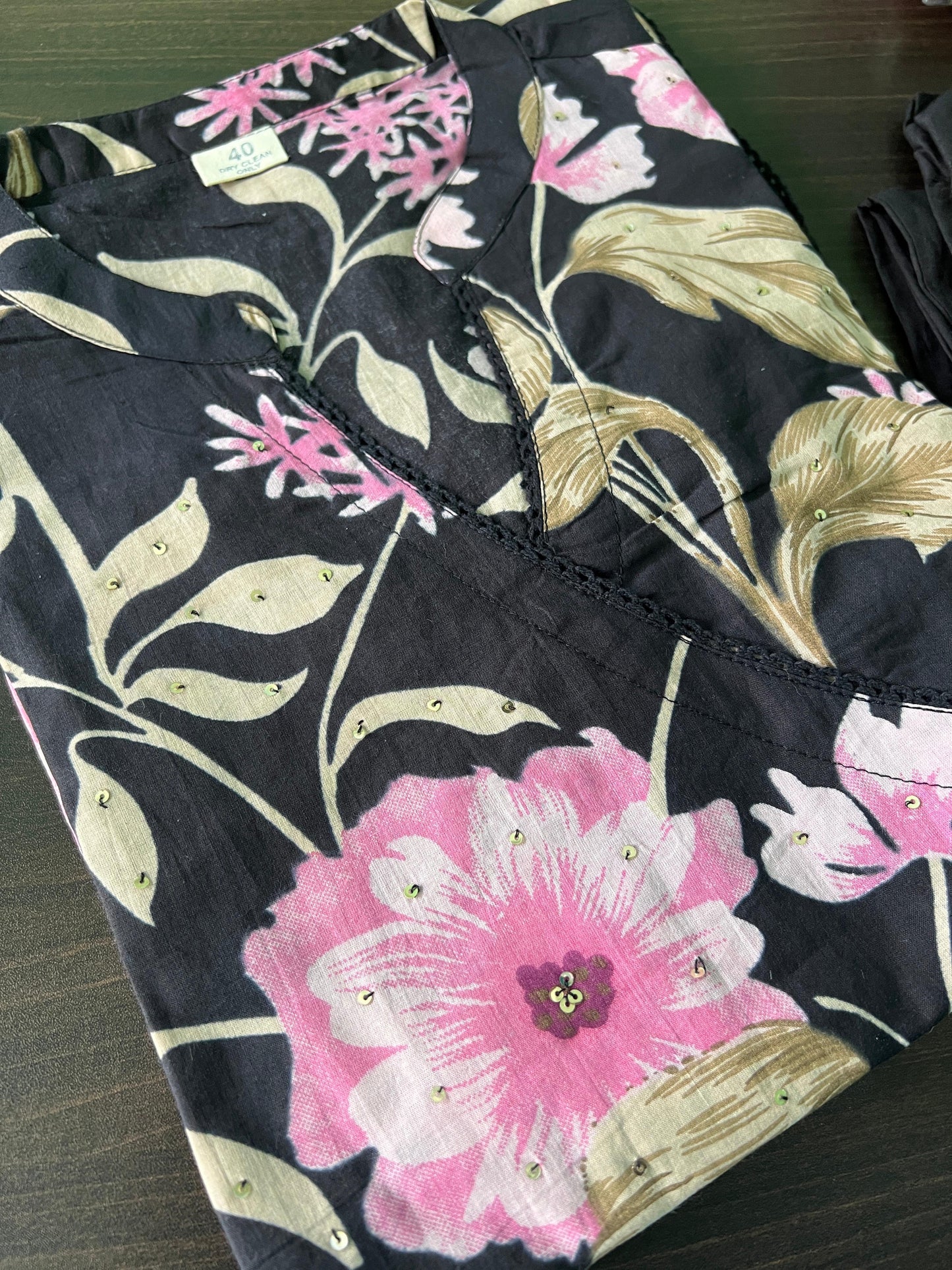 Aaloka - Black Floral pure cotton set