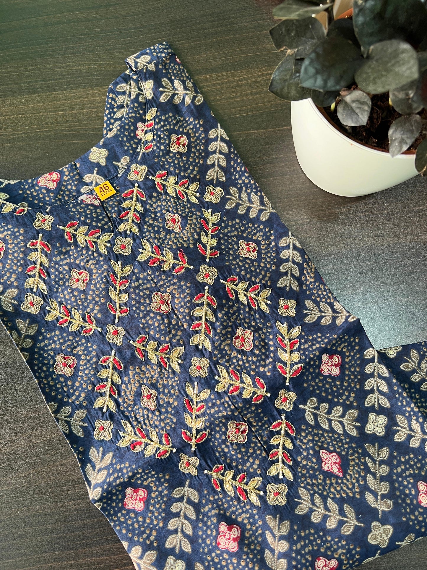 Chitra - Maslin kurta with hand work - Blue