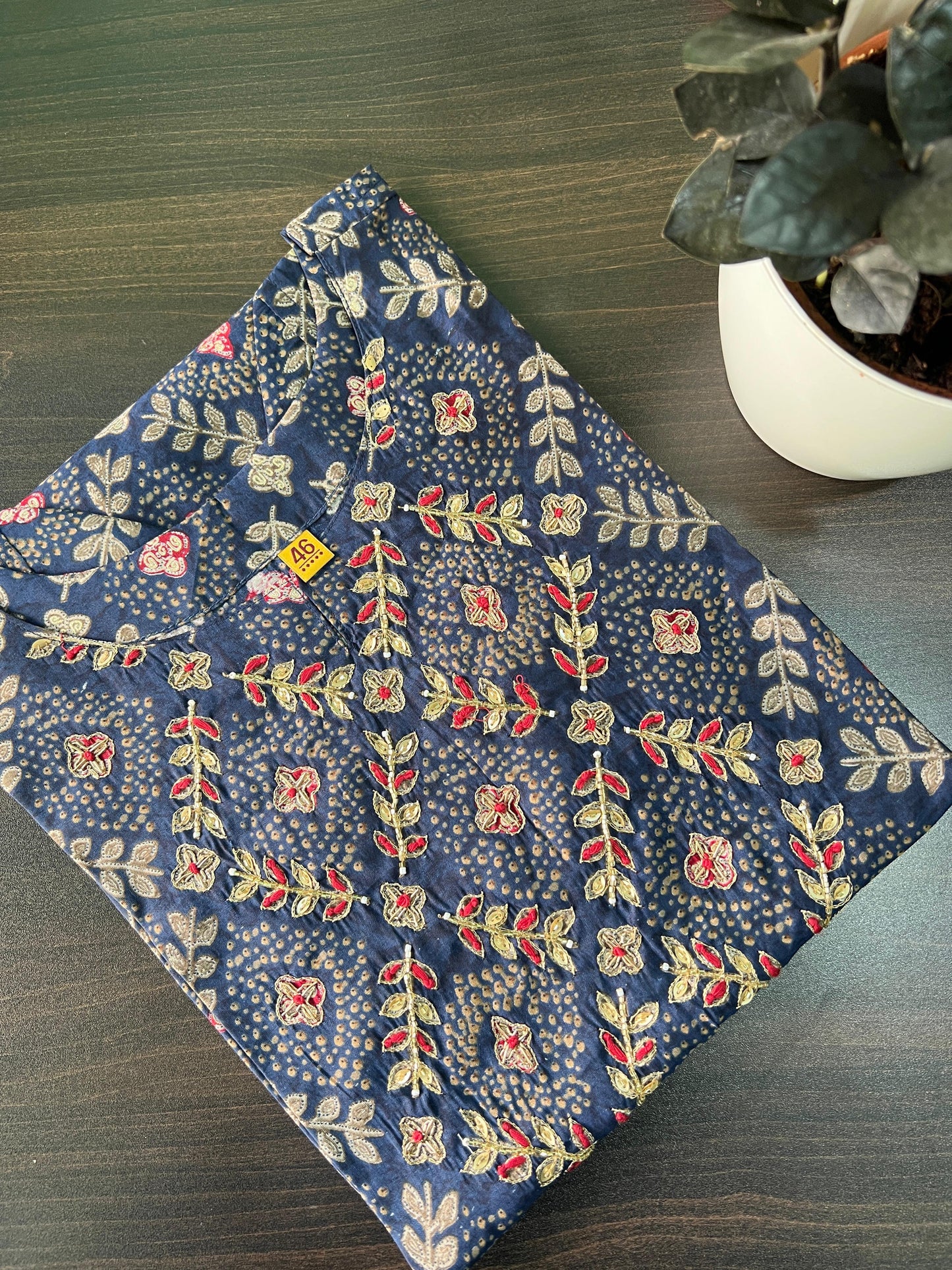 Chitra - Maslin kurta with hand work - Blue