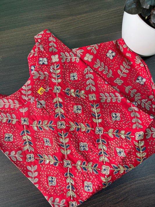 Chitra - Maslin kurta with hand work - Red