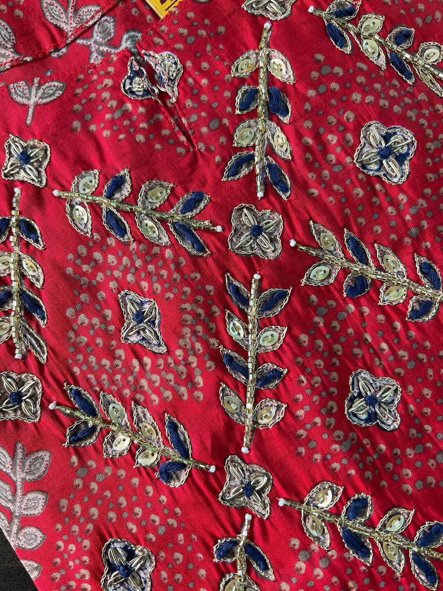 Chitra - Maslin kurta with hand work - Red