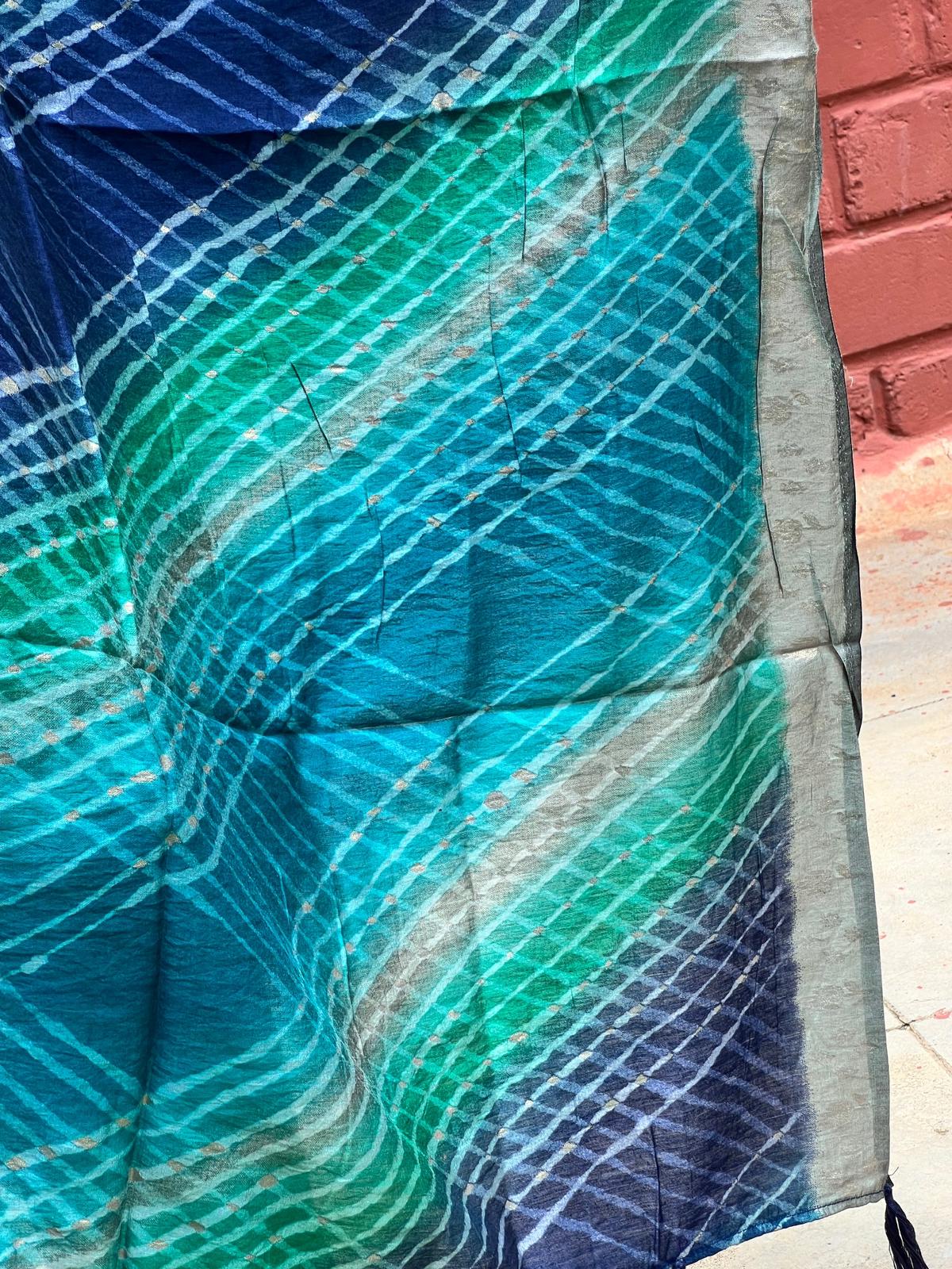 Maslin - Digital Lehariya Dupatta - Blue