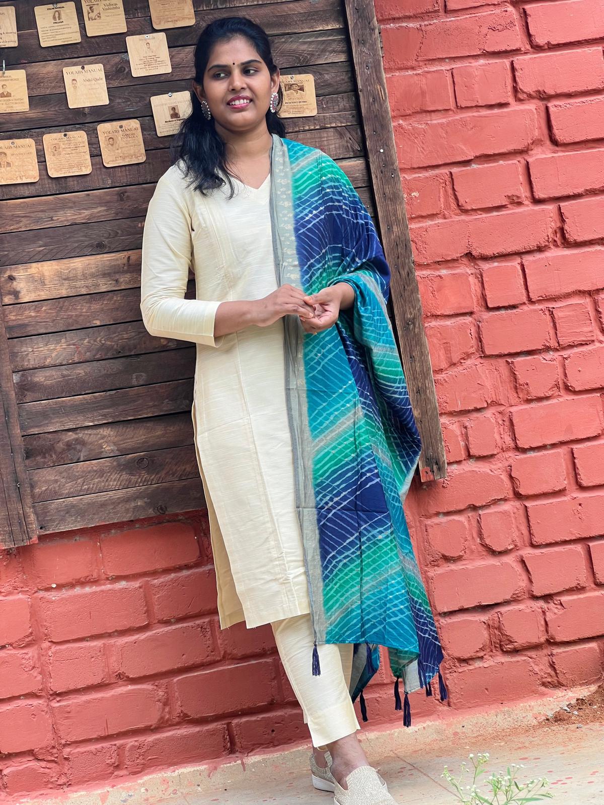Maslin - Digital Lehariya Dupatta - Blue