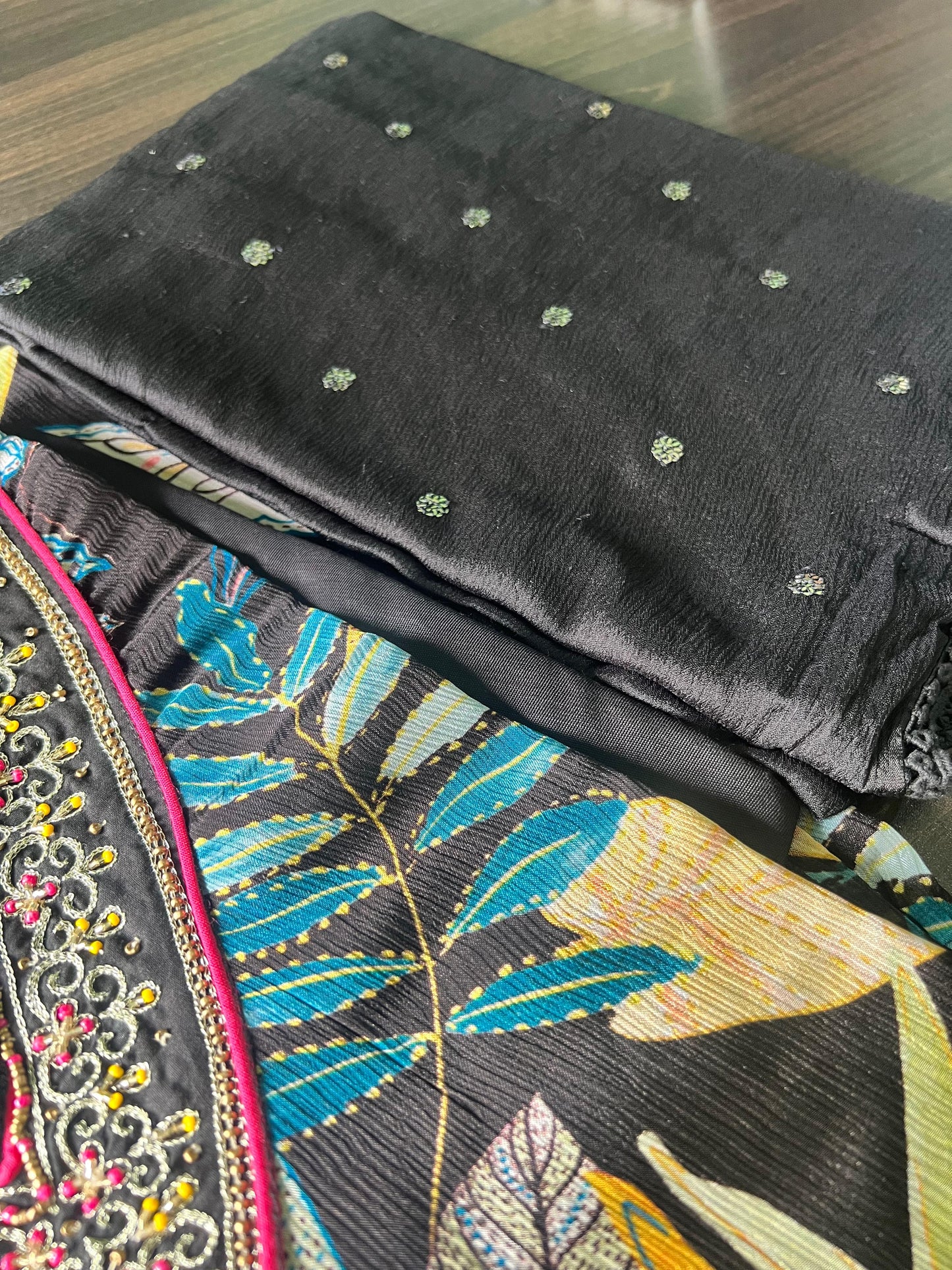 Jahnavi - Pure Chinon Digital Printed Suit - Black